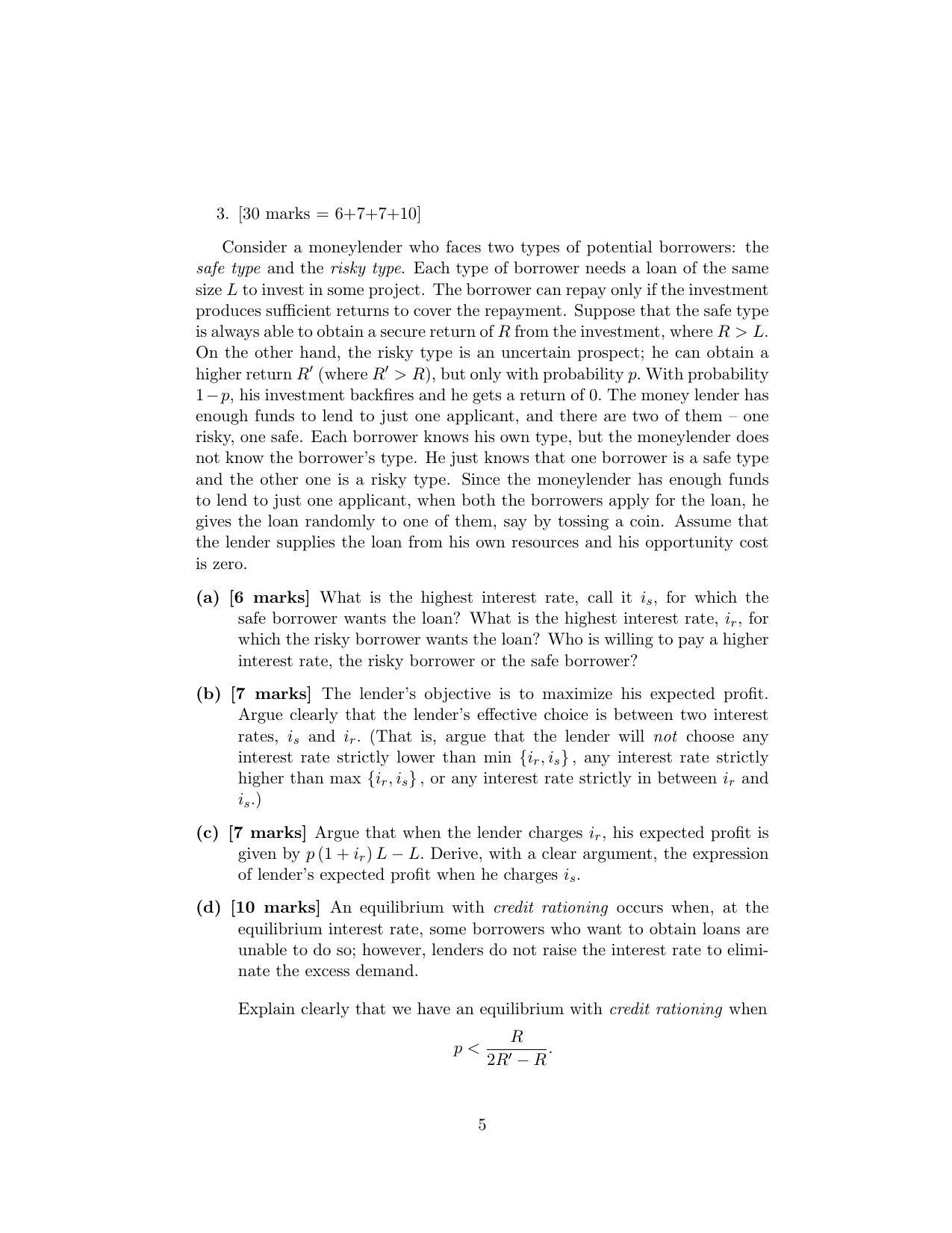 ISI Admission Test M.S.(QE) PEB 2020 Sample Paper - Page 5