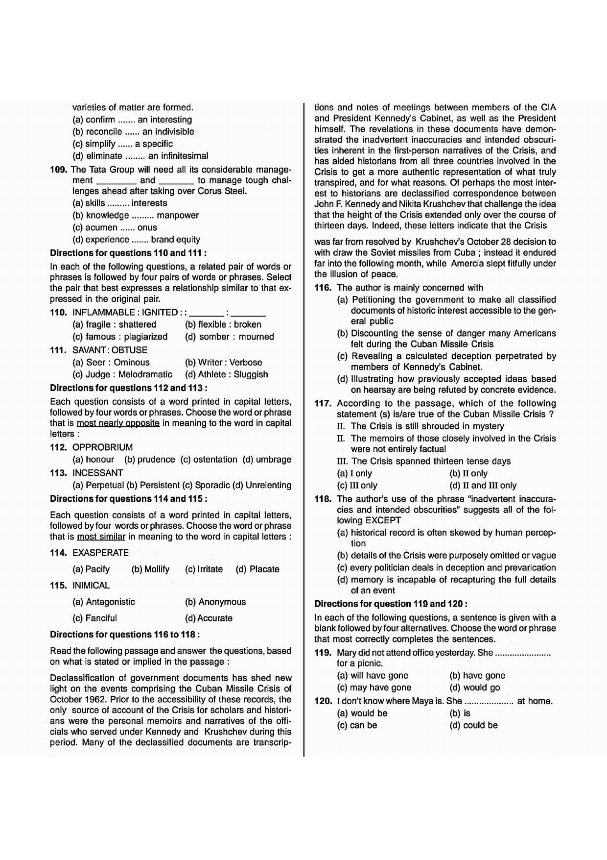 NIMCET 2008 Question Paper - Page 8