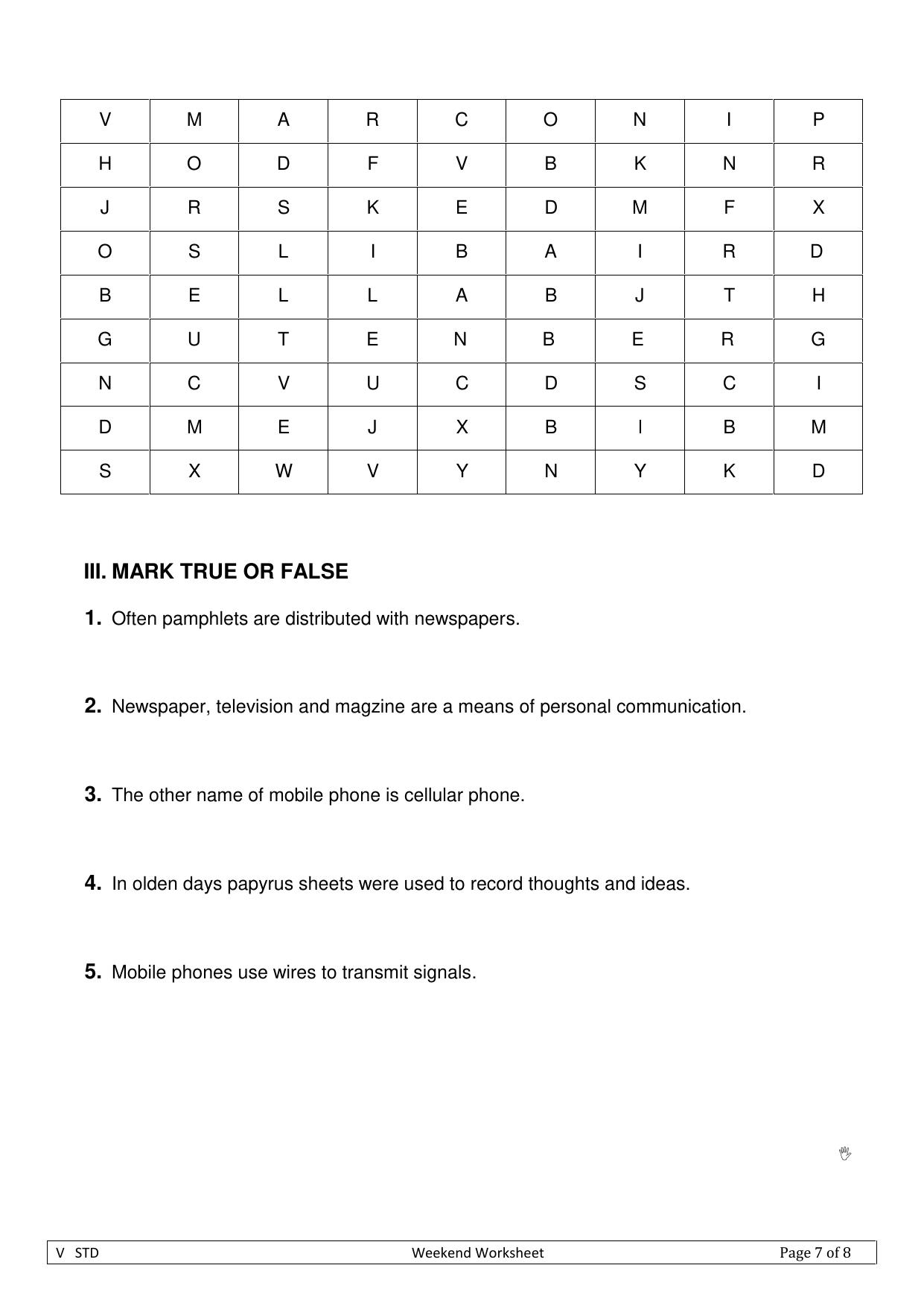 Worksheet for Class 5 Social Science Assignment 4 - Page 2
