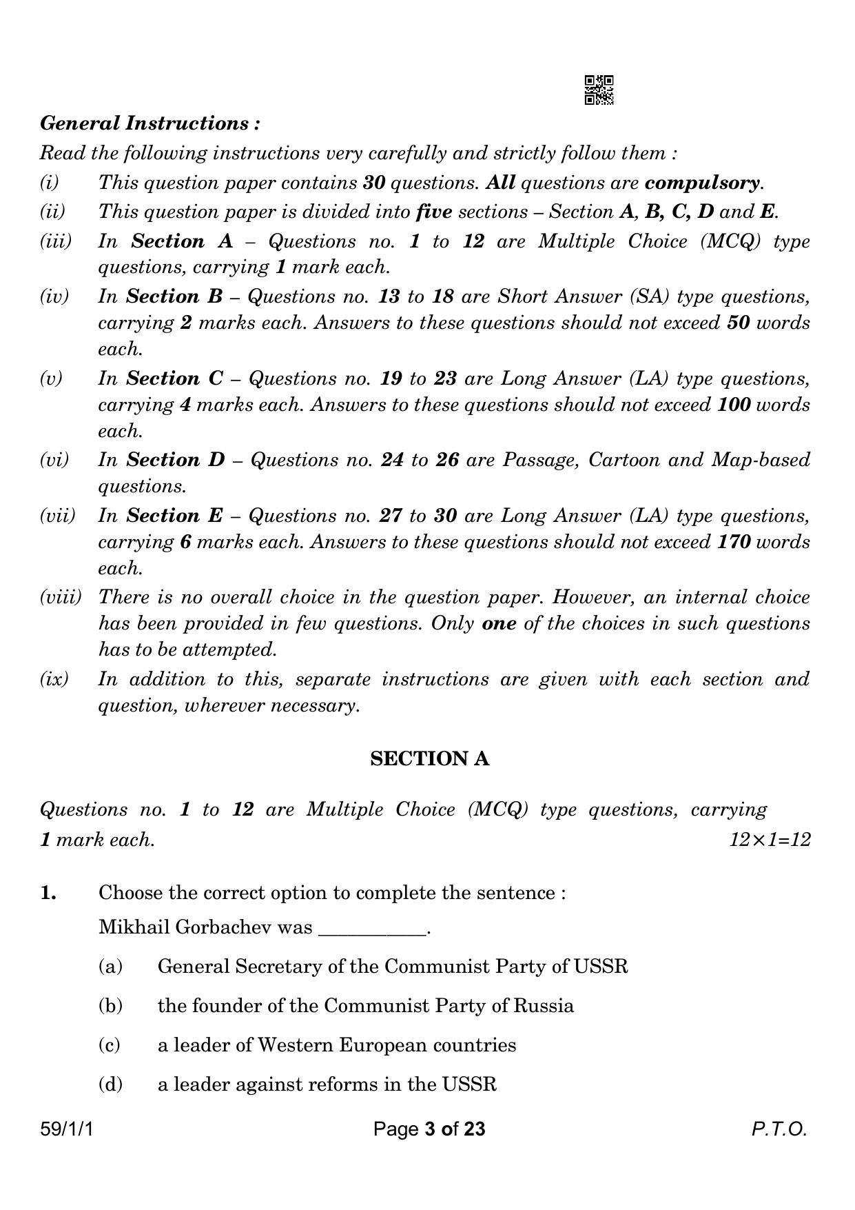 CBSE Class 12 59-1-1 Political Science 2023 Question Paper - Page 3