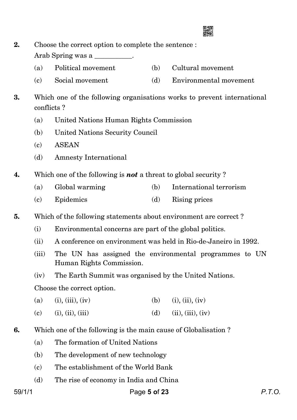 CBSE Class 12 59-1-1 Political Science 2023 Question Paper - Page 5