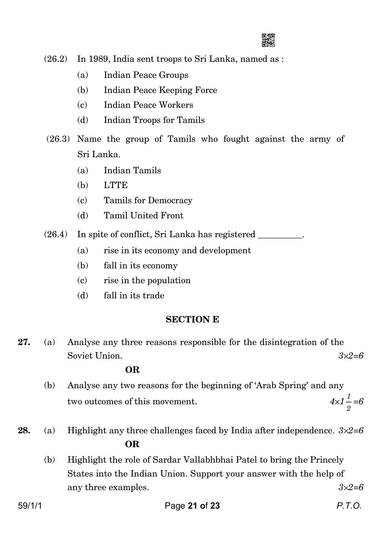 CBSE Class 12 59-1-1 Political Science 2023 Question Paper - Page 21
