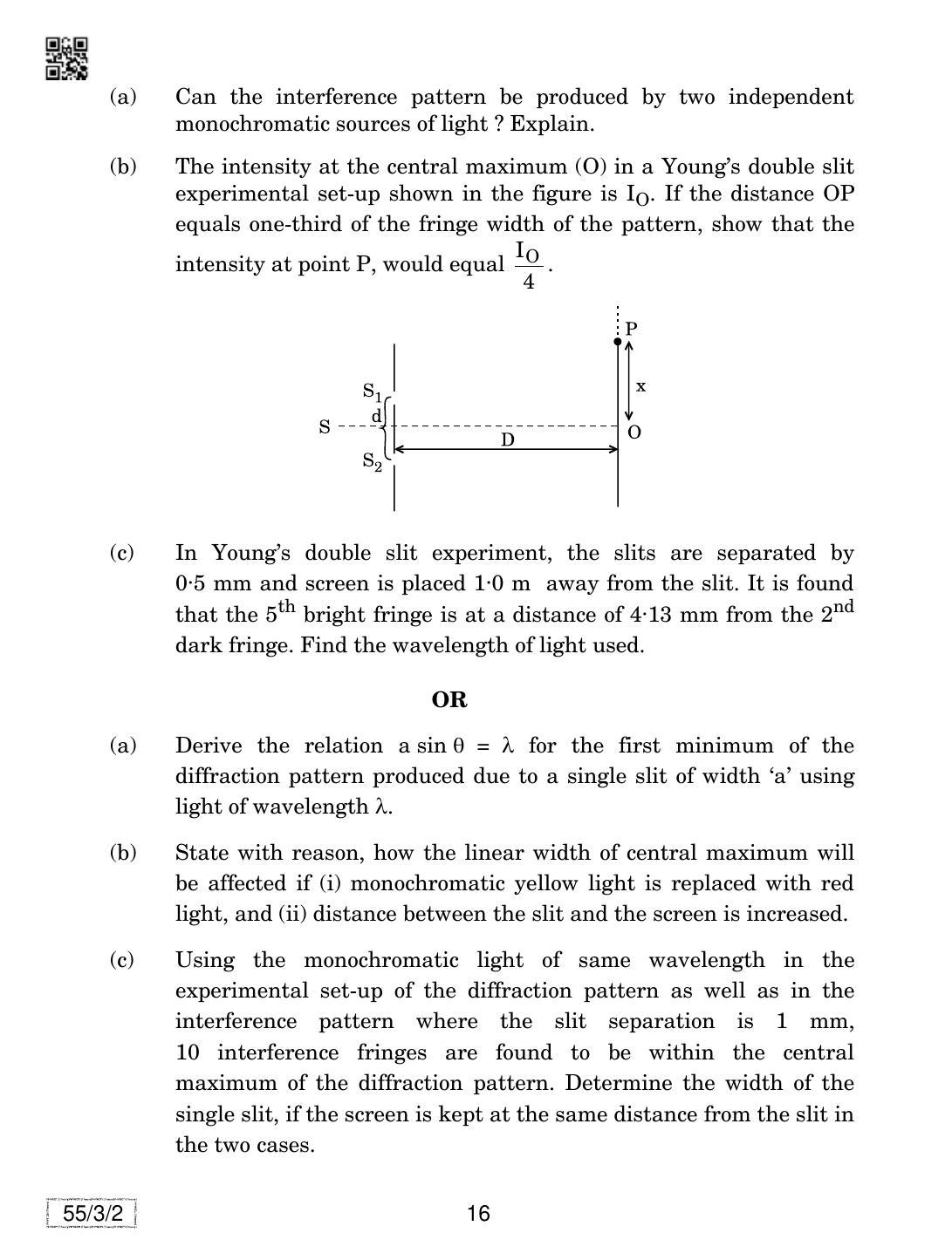 CBSE Class 12 55-3-2 Physics 2019 Question Paper - Page 16