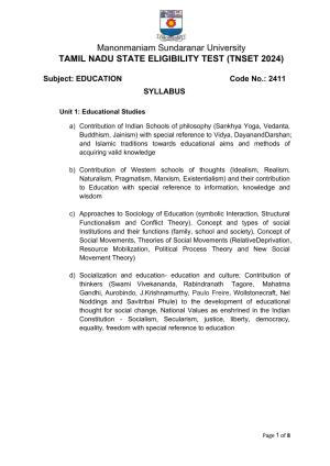 TNSET Syllabus - Education