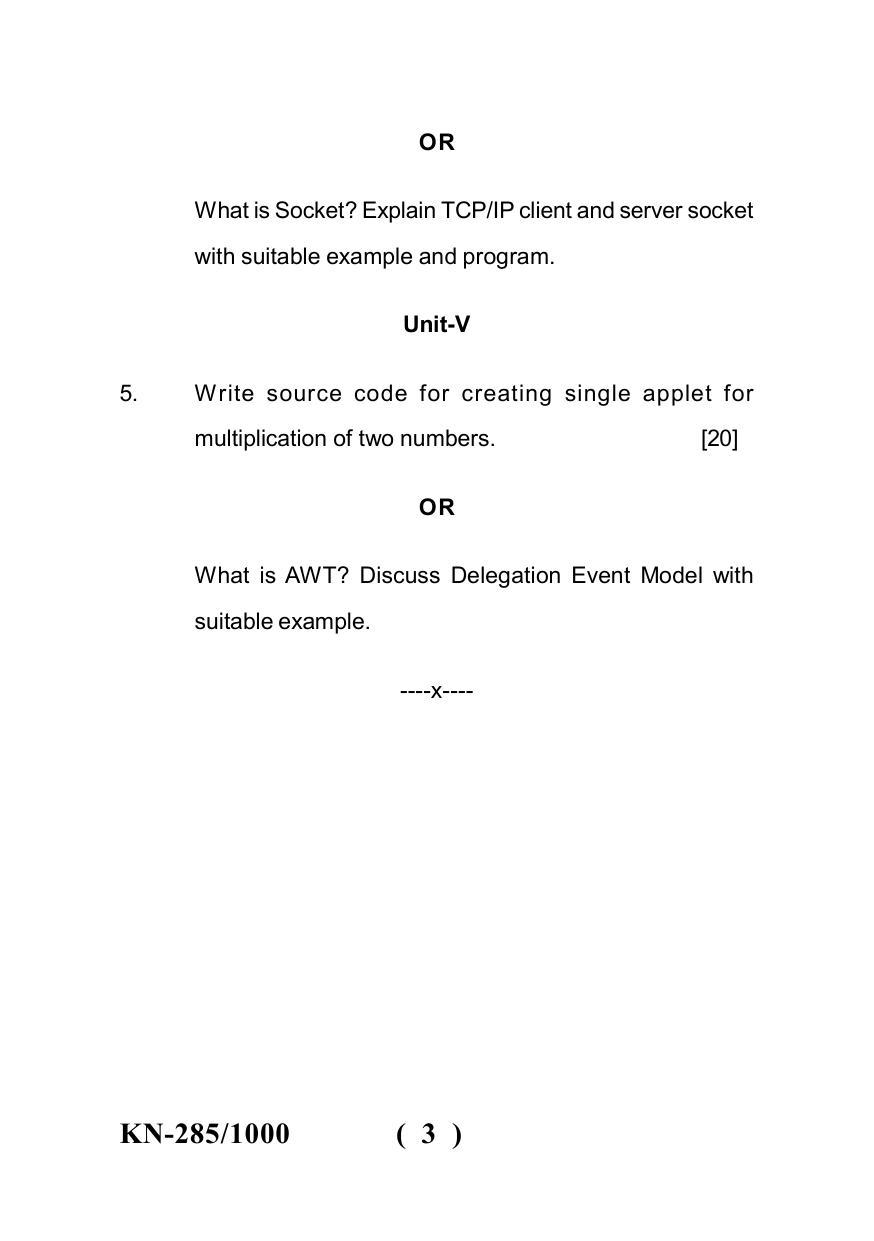 Sarguja University Question Paper July-2022 :   B.C.A  Part Three Programming In Java Paper I - Page 3