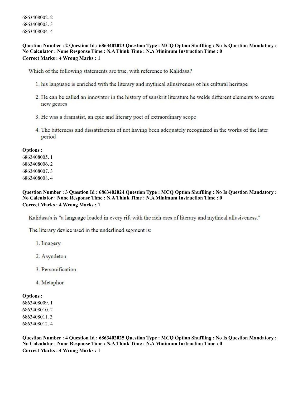CUET PG 2023: ACQP21 – Shukla Yajurveda (BHU) (Eng.) - Shift 2 (5-06-2023) Question Paper - Page 3