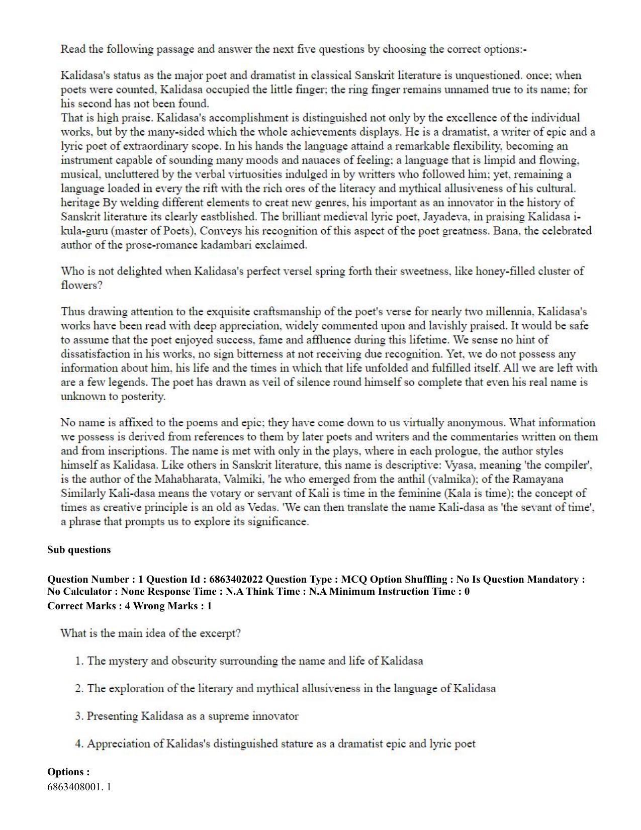 CUET PG 2023: ACQP21 – Shukla Yajurveda (BHU) (Eng.) - Shift 2 (5-06-2023) Question Paper - Page 9