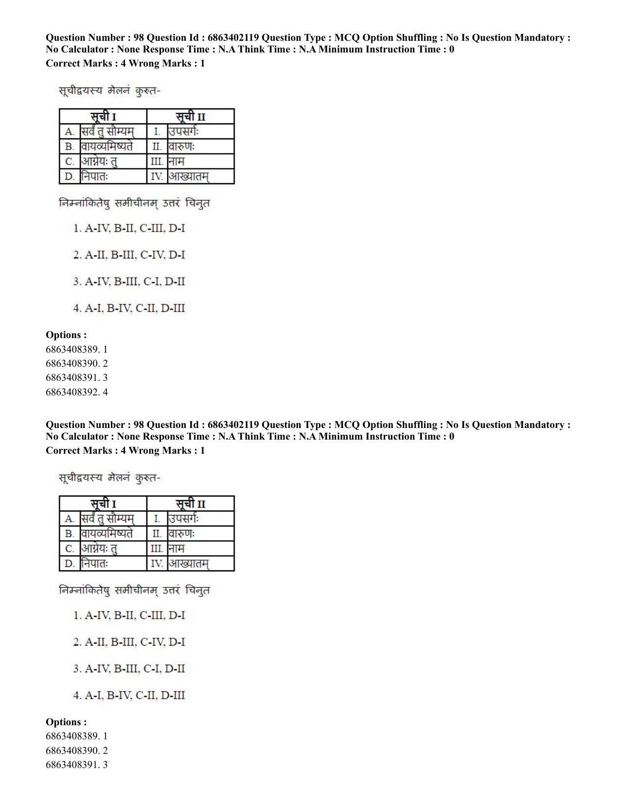 CUET PG 2023: ACQP21 – Shukla Yajurveda (BHU) (Eng.) - Shift 2 (5-06-2023) Question Paper - Page 134