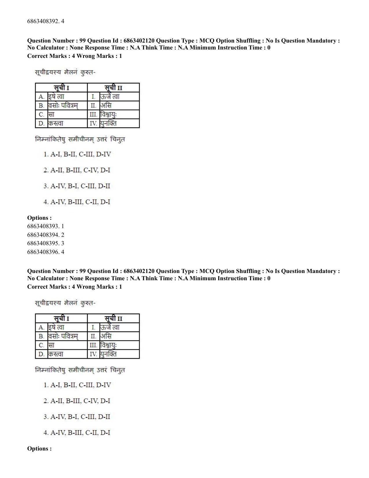 CUET PG 2023: ACQP21 – Shukla Yajurveda (BHU) (Eng.) - Shift 2 (5-06-2023) Question Paper - Page 135
