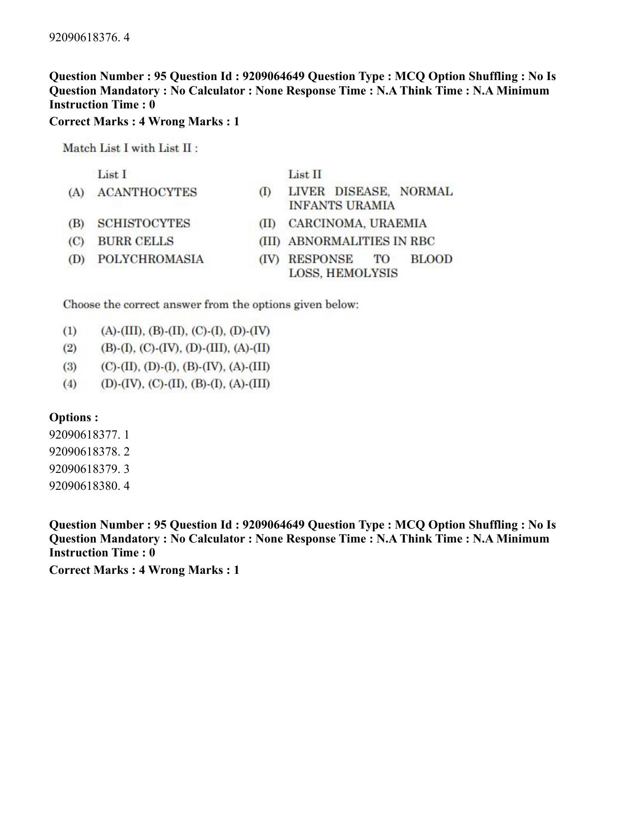 CUET PG 2023: SCQP20 – Medical Laboratory Technology (Hindi)- Shift 1 (06-06-2023) Question Paper - Page 93