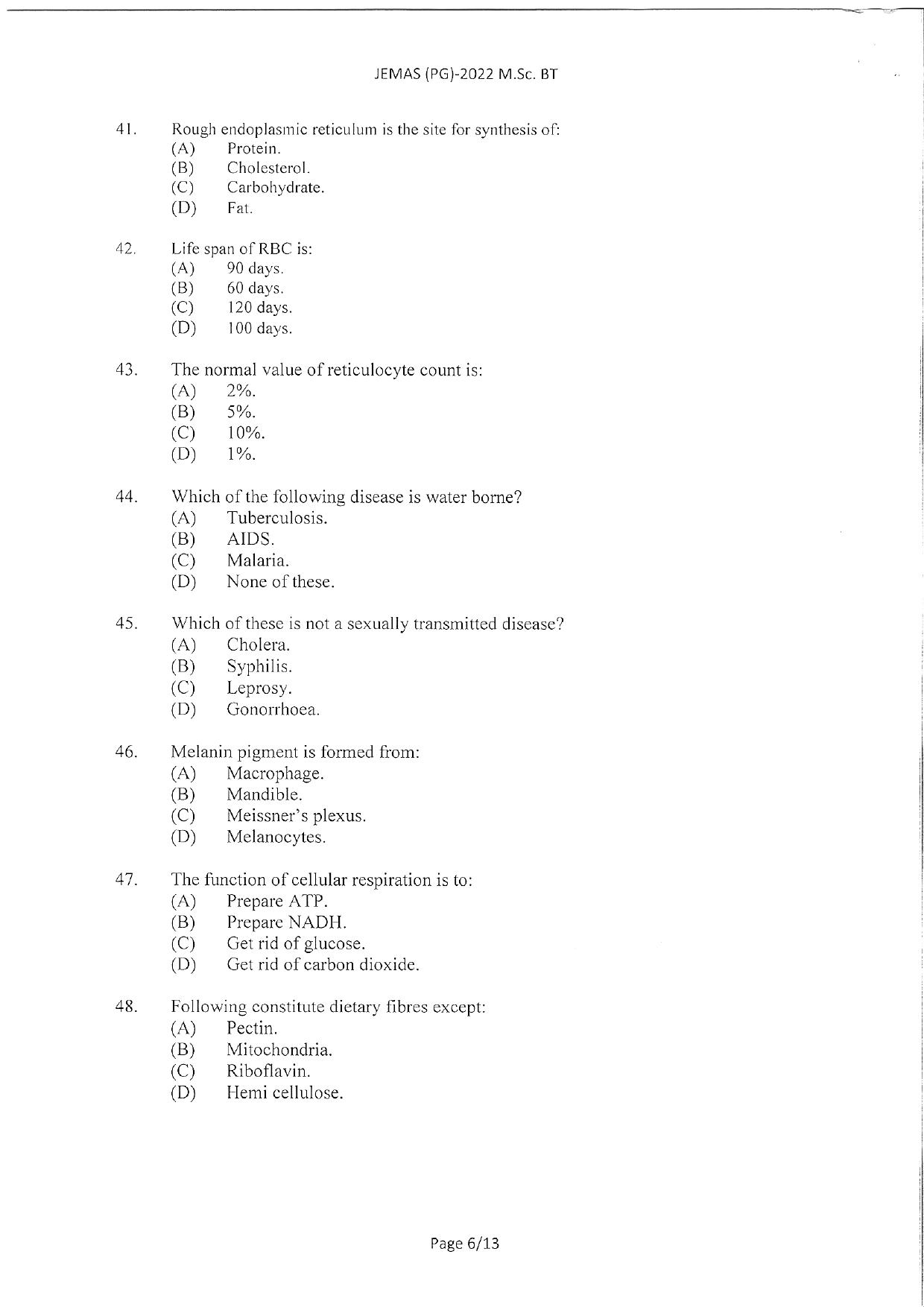 WBJEEB JEMAS (PG) 2022 MSc CCS Question Paper - Page 8