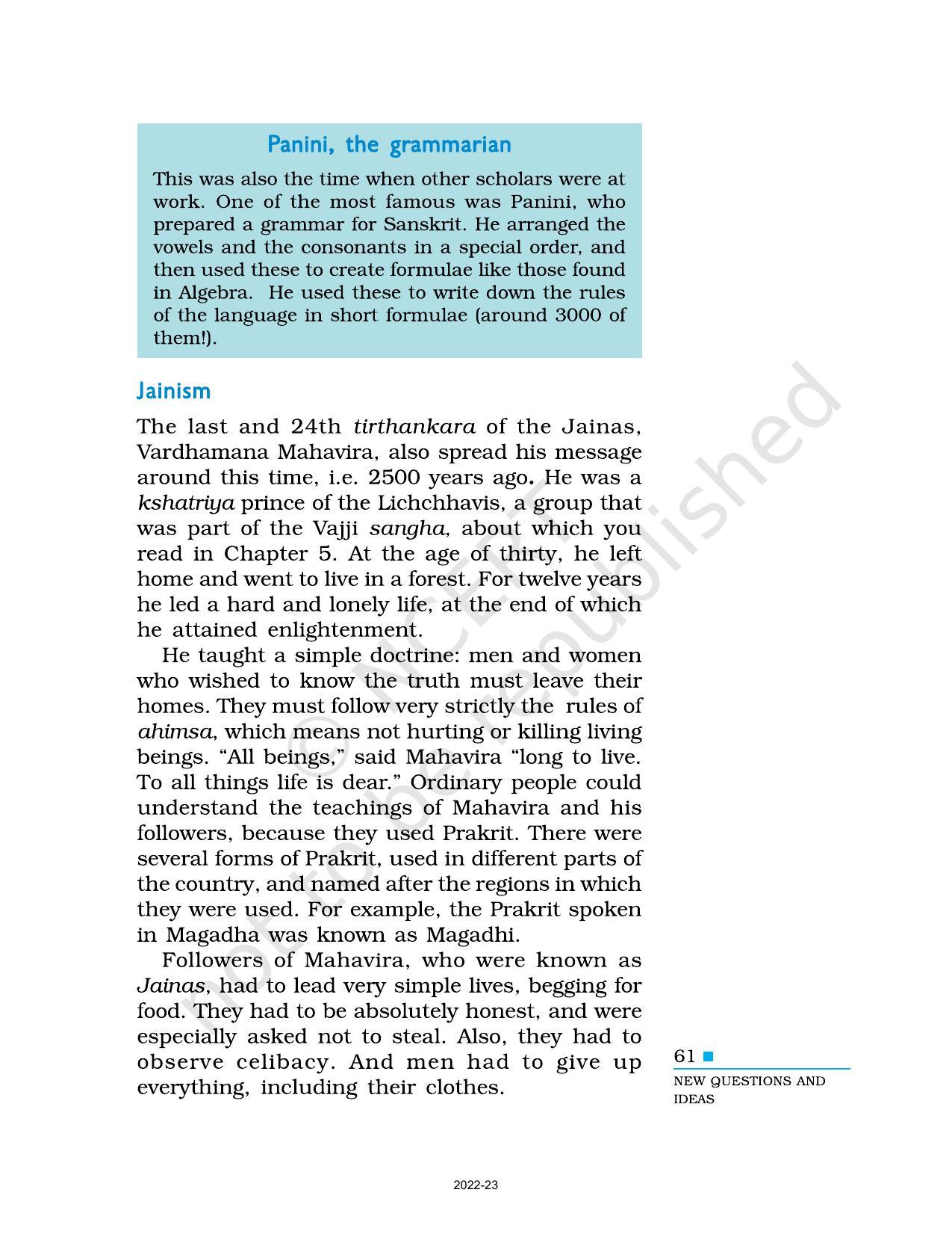 NCERT Book for Class 6 Social Science(History) : Chapter 6-New Question and Ideas - Page 5