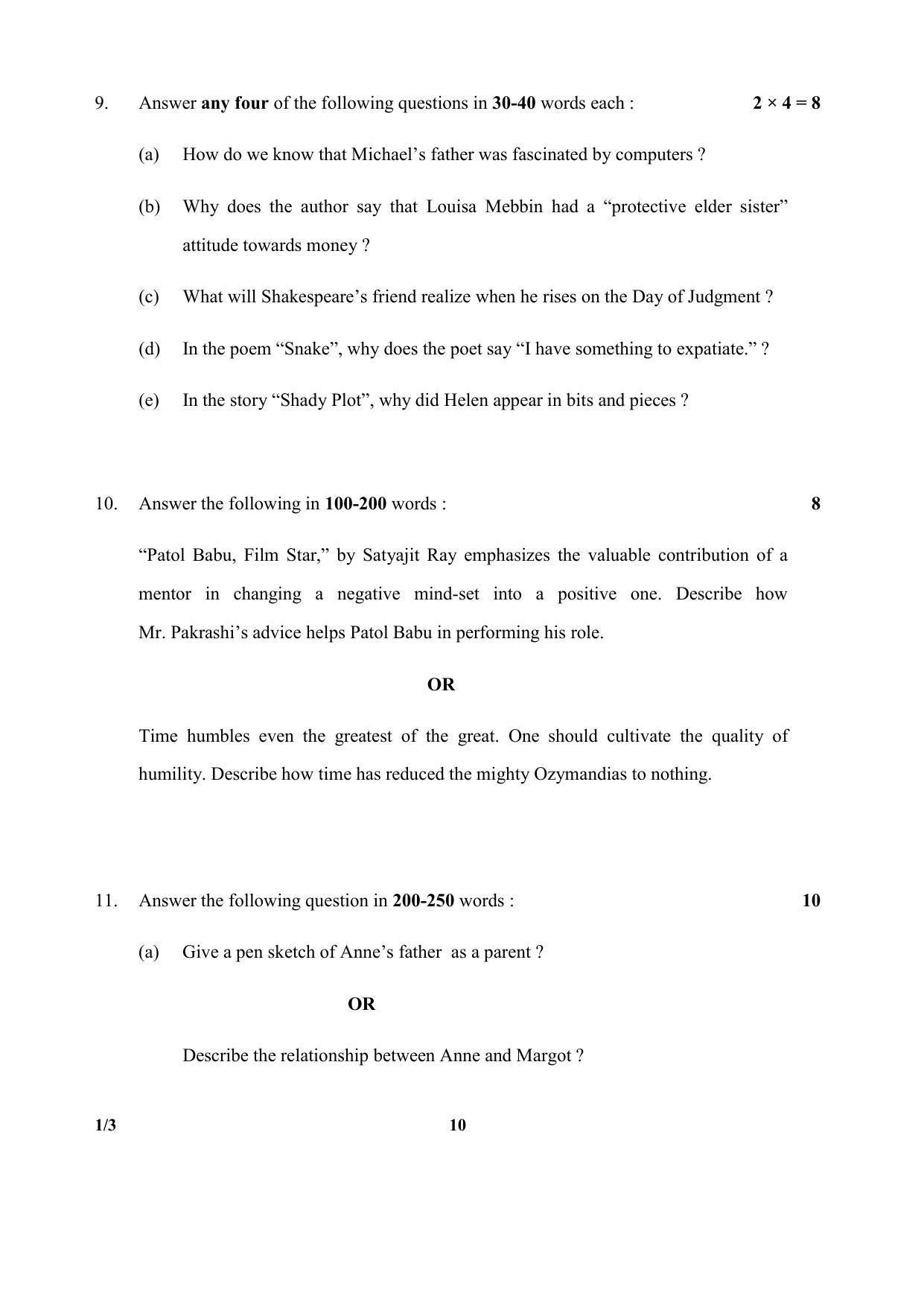 CBSE Class 10 1-3 (Eng.) SET-3 2018 Question Paper - Page 10
