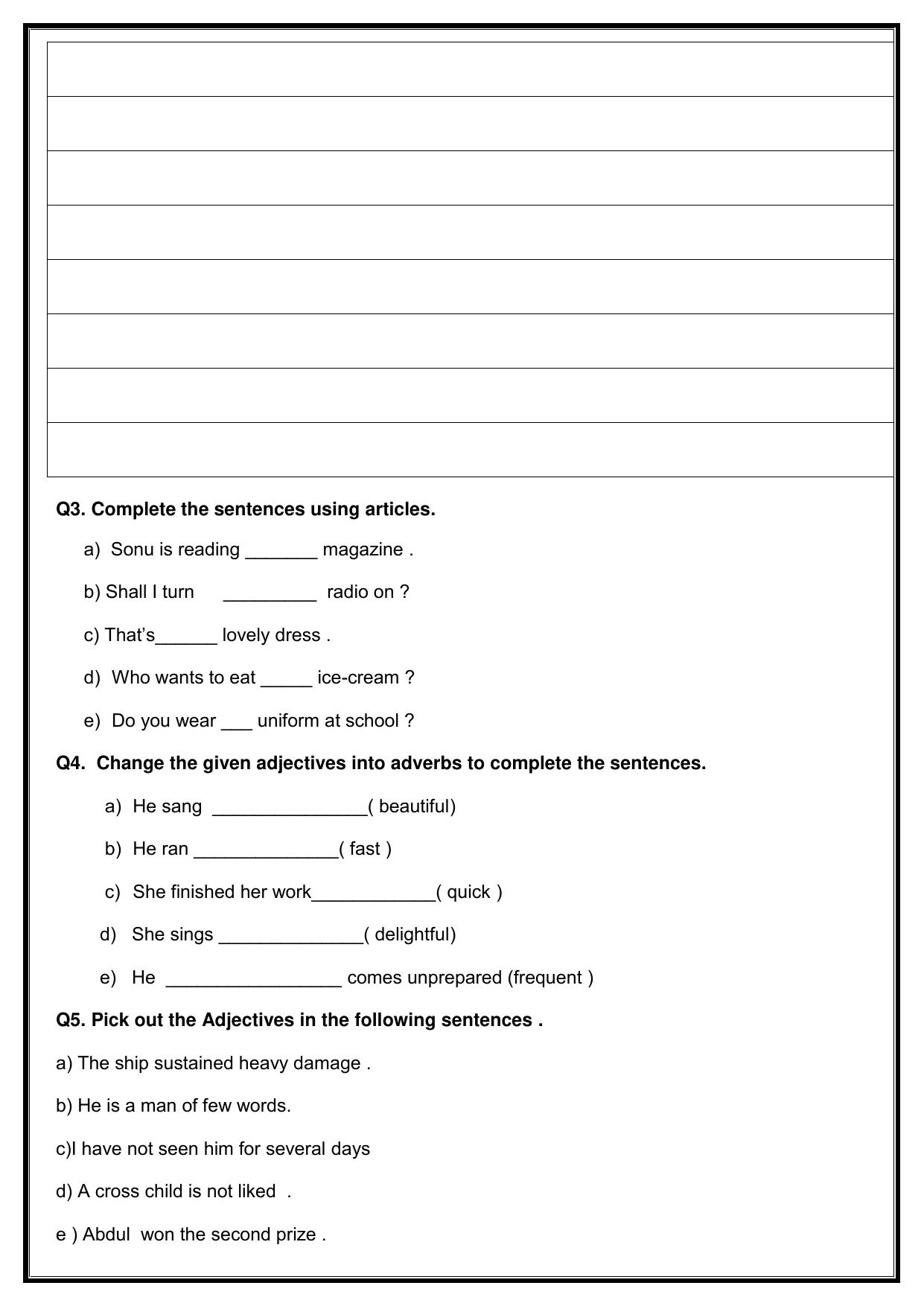 Worksheet for Class 5 English Assignment 13 - Page 2