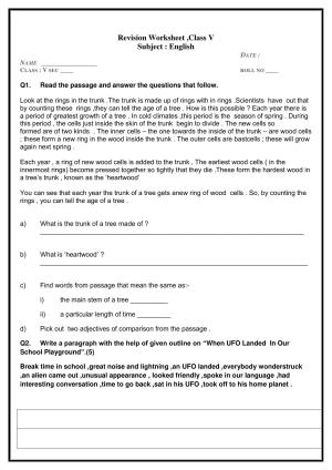 Worksheet for Class 5 English Assignment 13