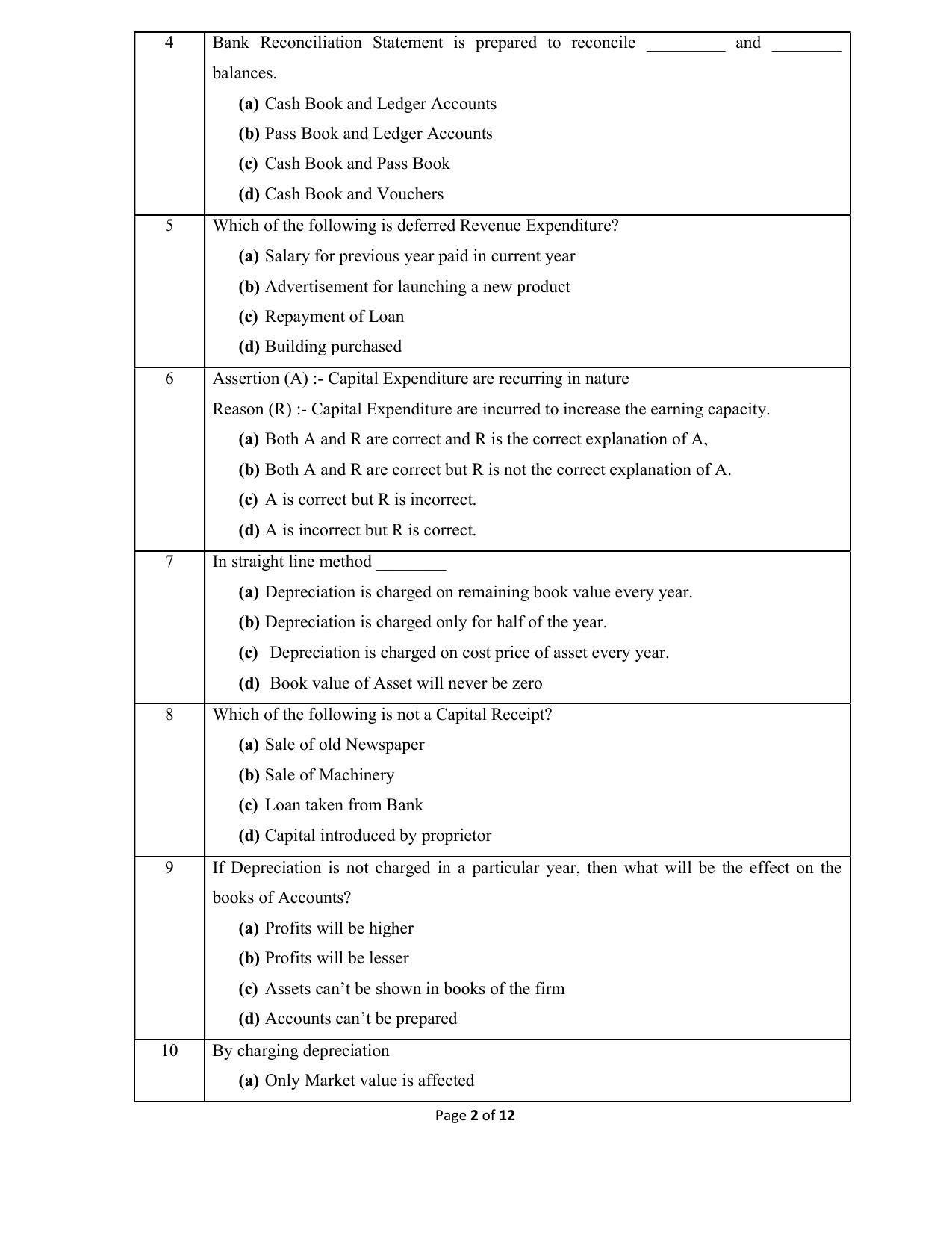 CBSE Class 10 Elements of Book Keeping and Accountancy Sample Paper 2021-22 - Page 2