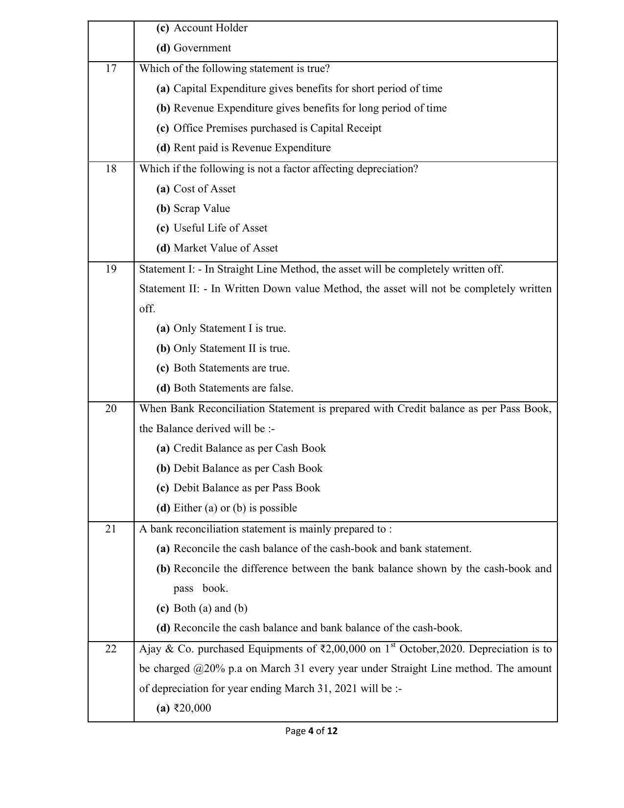CBSE Class 10 Elements of Book Keeping and Accountancy Sample Paper 2021-22 - Page 4