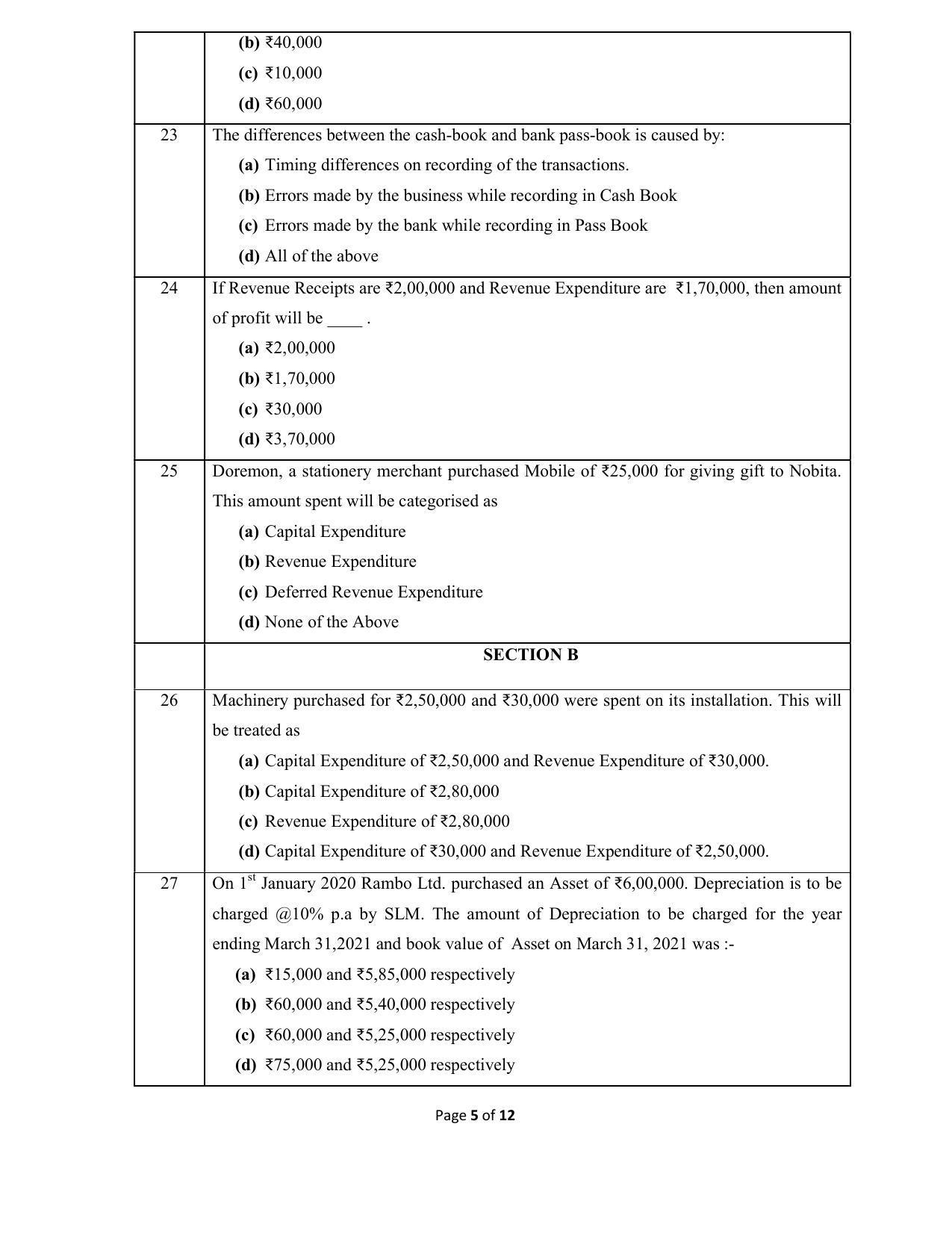 CBSE Class 10 Elements of Book Keeping and Accountancy Sample Paper 2021-22 - Page 5