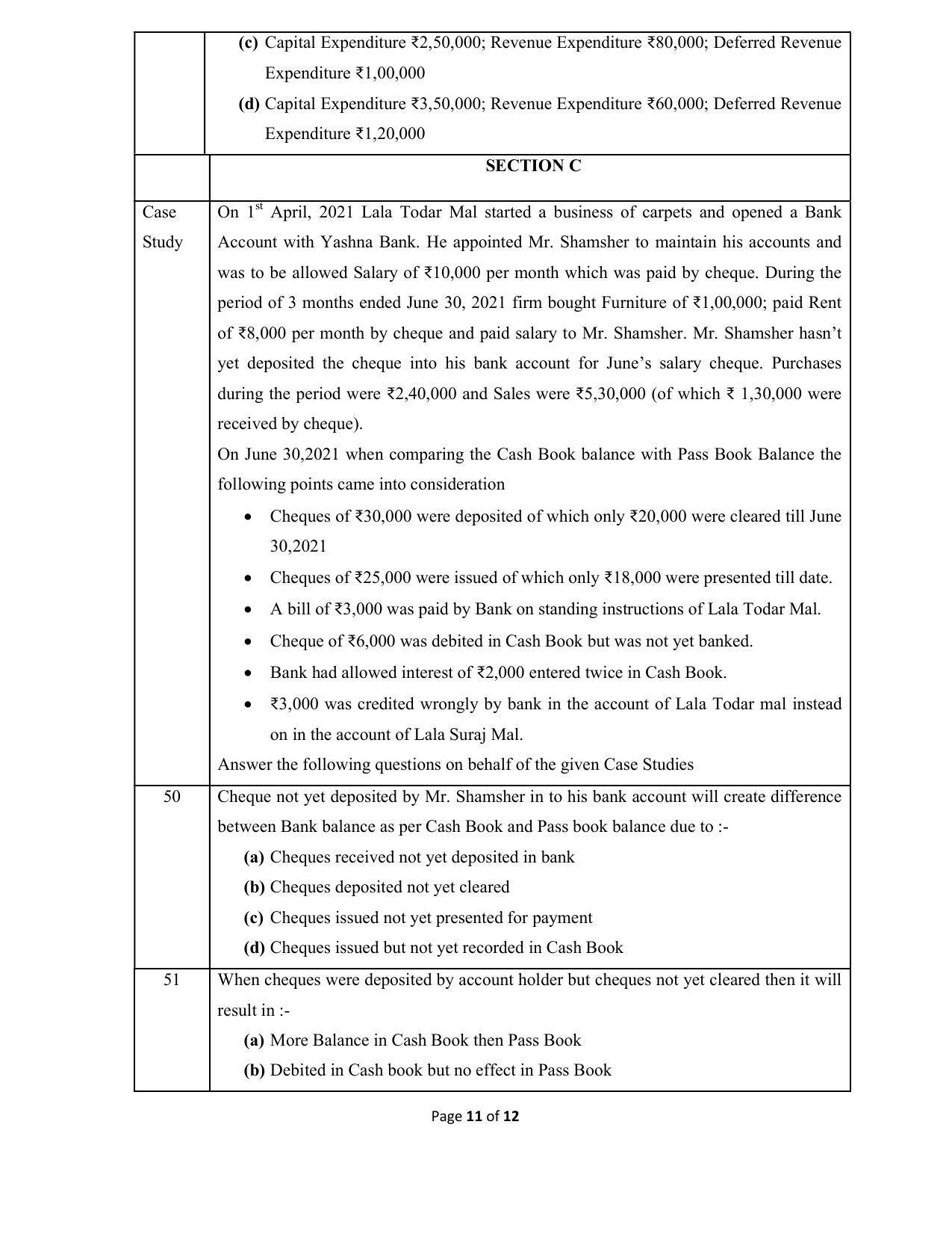 CBSE Class 10 Elements of Book Keeping and Accountancy Sample Paper 2021-22 - Page 11