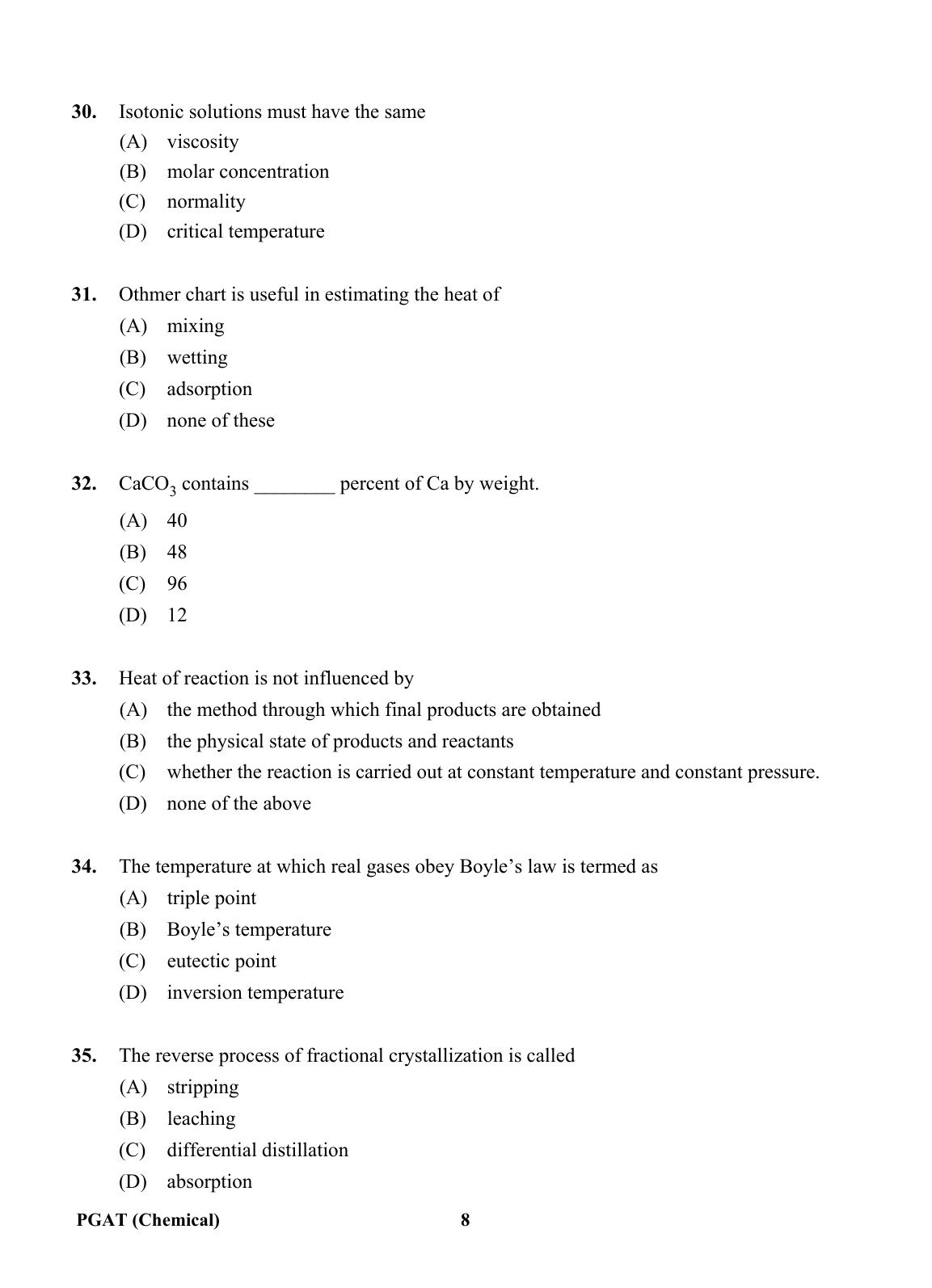 OJEE PGAT 2013 Chemical Question Paper - Page 7