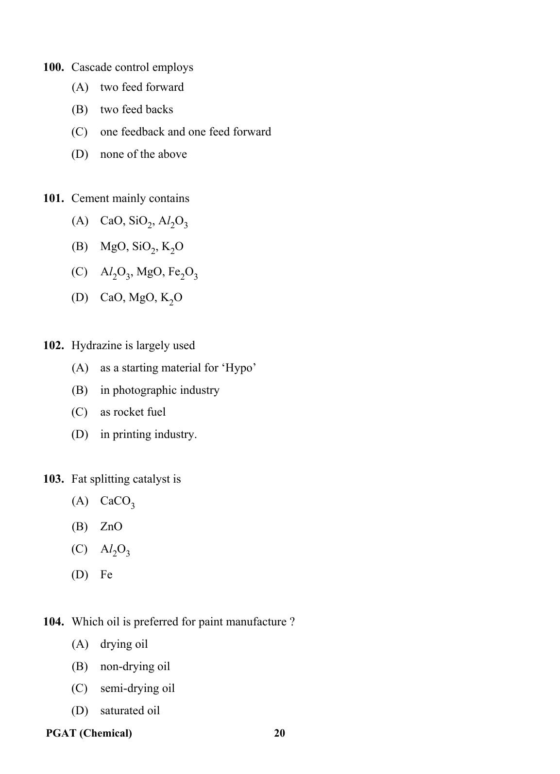 OJEE PGAT 2013 Chemical Question Paper - Page 19