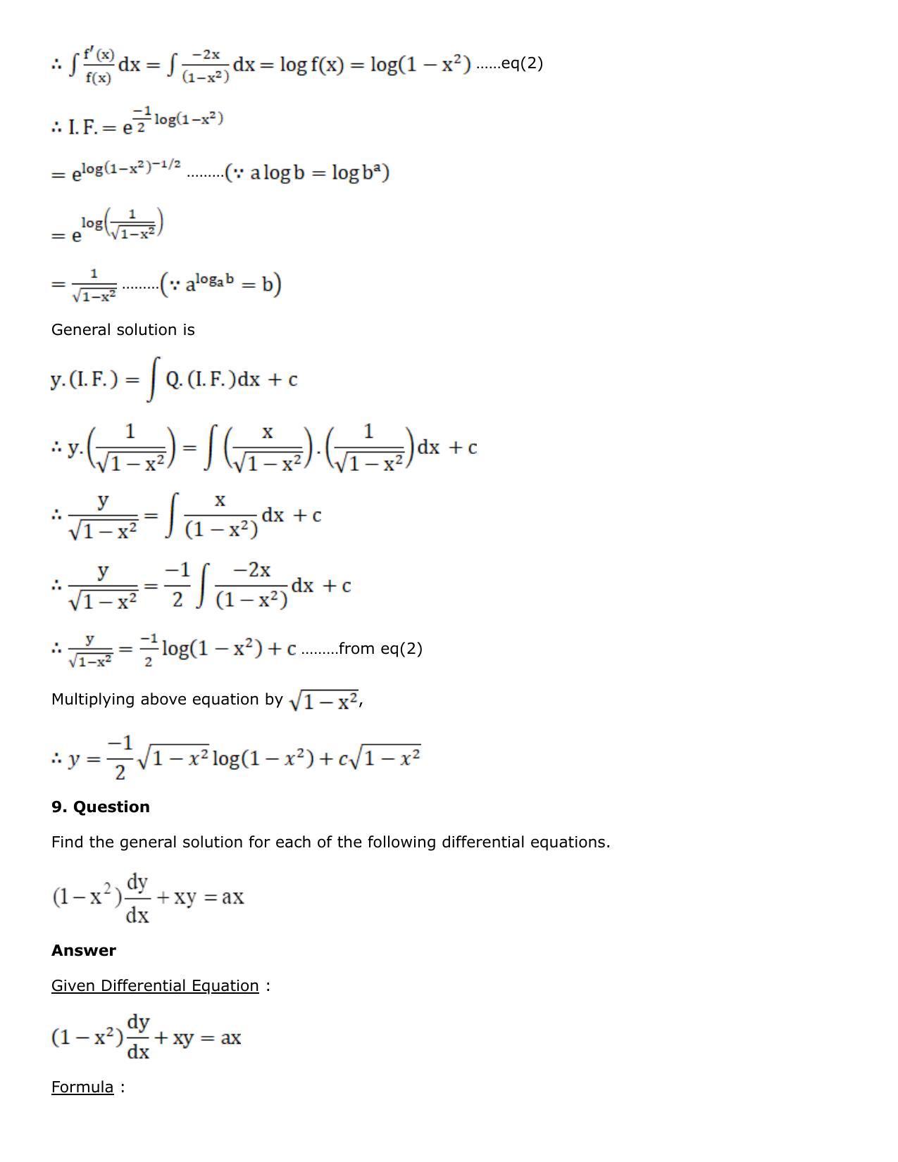 Chapter 21: Linear Differential Equations Solutions: RS Aggarwal Class 12 Solutions - Page 15