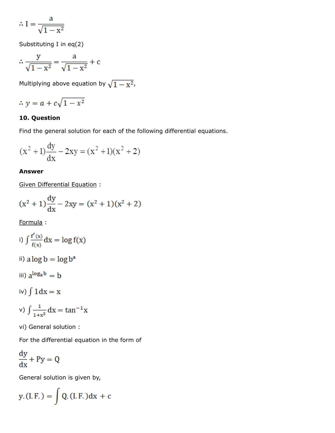 Chapter 21: Linear Differential Equations Solutions: RS Aggarwal Class 12 Solutions - Page 18