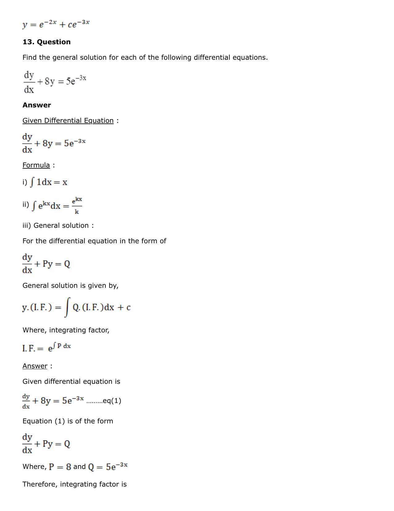 Chapter 21: Linear Differential Equations Solutions: RS Aggarwal Class 12 Solutions - Page 24