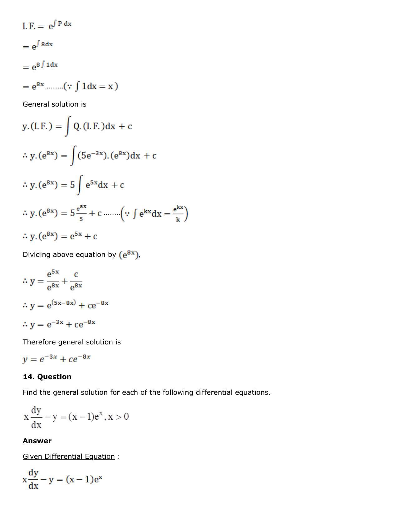 Chapter 21: Linear Differential Equations Solutions: RS Aggarwal Class 12 Solutions - Page 25