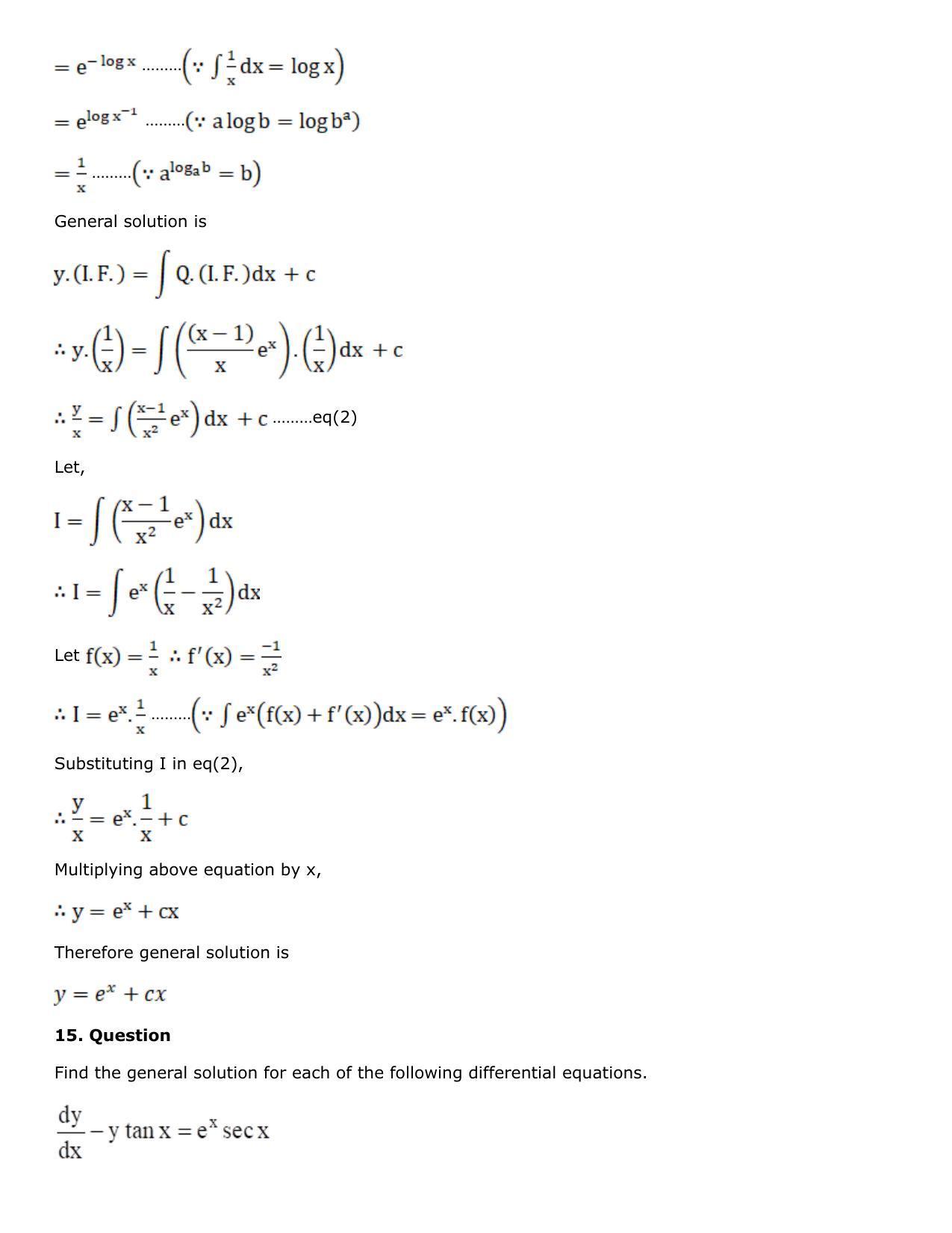 Chapter 21: Linear Differential Equations Solutions: RS Aggarwal Class 12 Solutions - Page 27