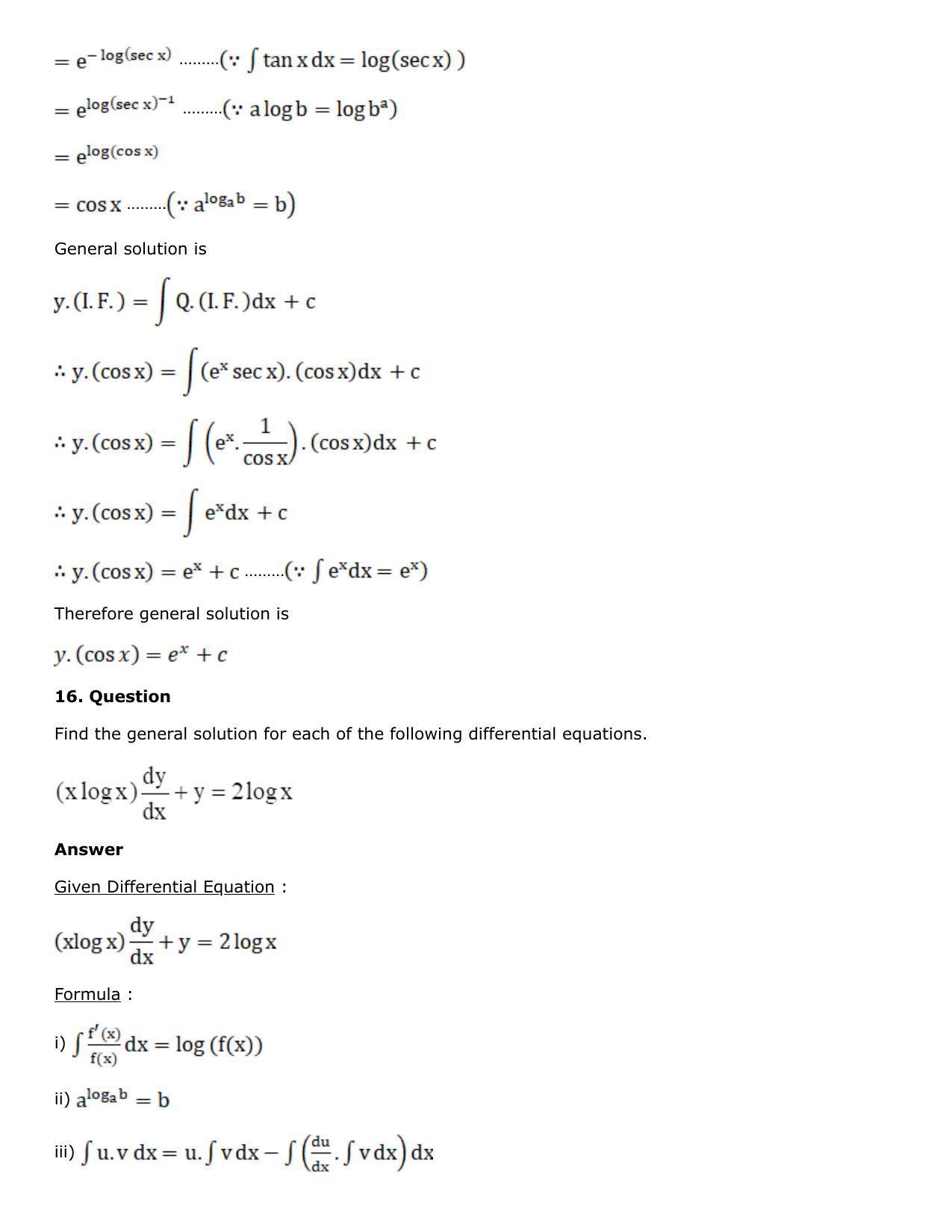 Chapter 21: Linear Differential Equations Solutions: RS Aggarwal Class 12 Solutions - Page 29