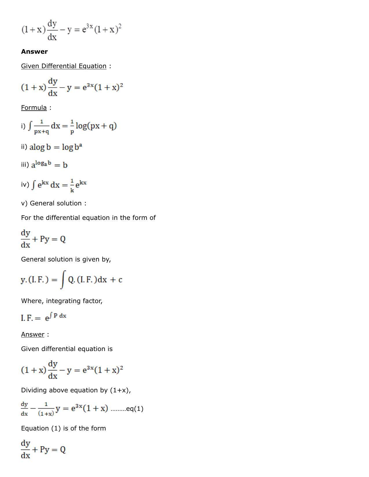 Chapter 21: Linear Differential Equations Solutions: RS Aggarwal Class 12 Solutions - Page 37