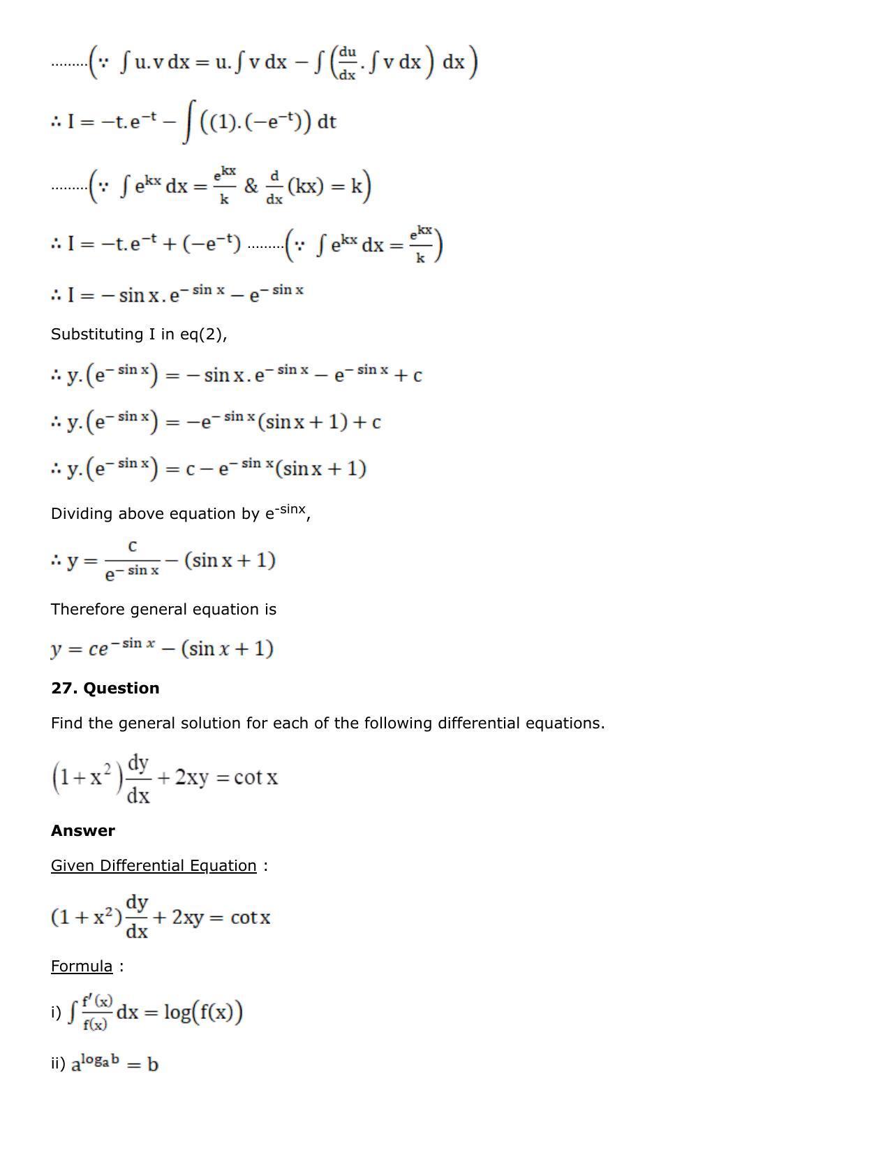 Chapter 21: Linear Differential Equations Solutions: RS Aggarwal Class 12 Solutions - Page 53