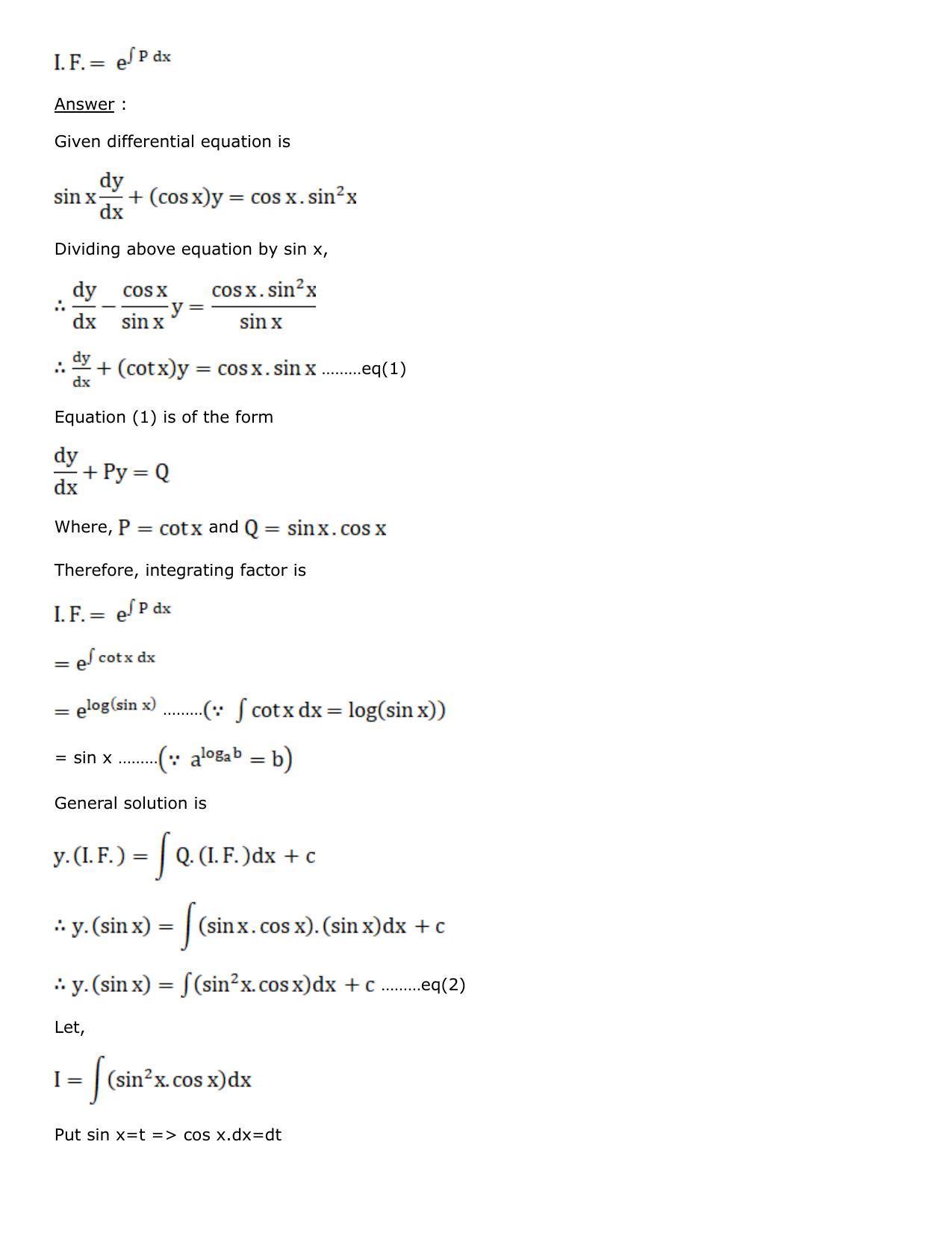 Chapter 21: Linear Differential Equations Solutions: RS Aggarwal Class 12 Solutions - Page 56