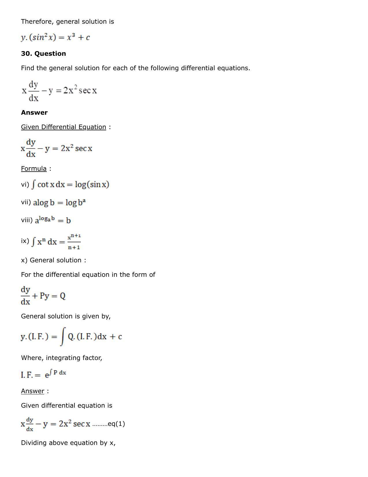 Chapter 21: Linear Differential Equations Solutions: RS Aggarwal Class 12 Solutions - Page 59
