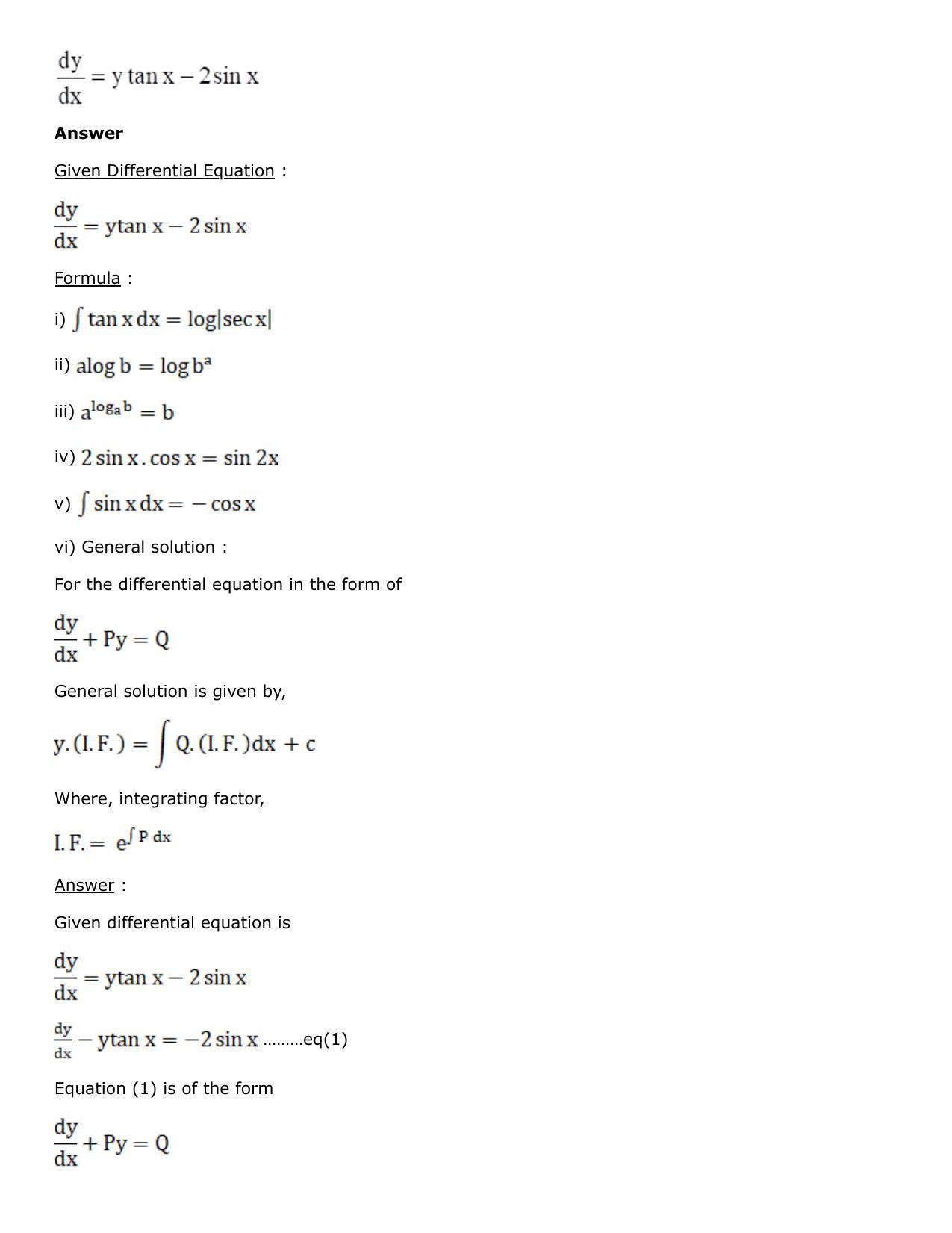 Chapter 21: Linear Differential Equations Solutions: RS Aggarwal Class 12 Solutions - Page 61
