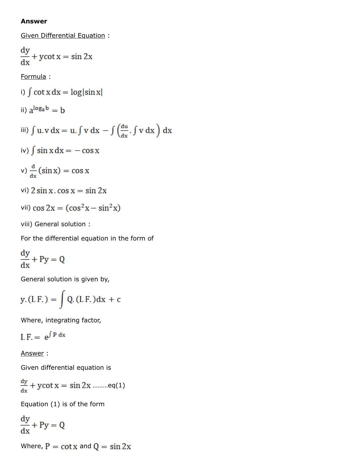 Chapter 21: Linear Differential Equations Solutions: RS Aggarwal Class 12 Solutions - Page 63