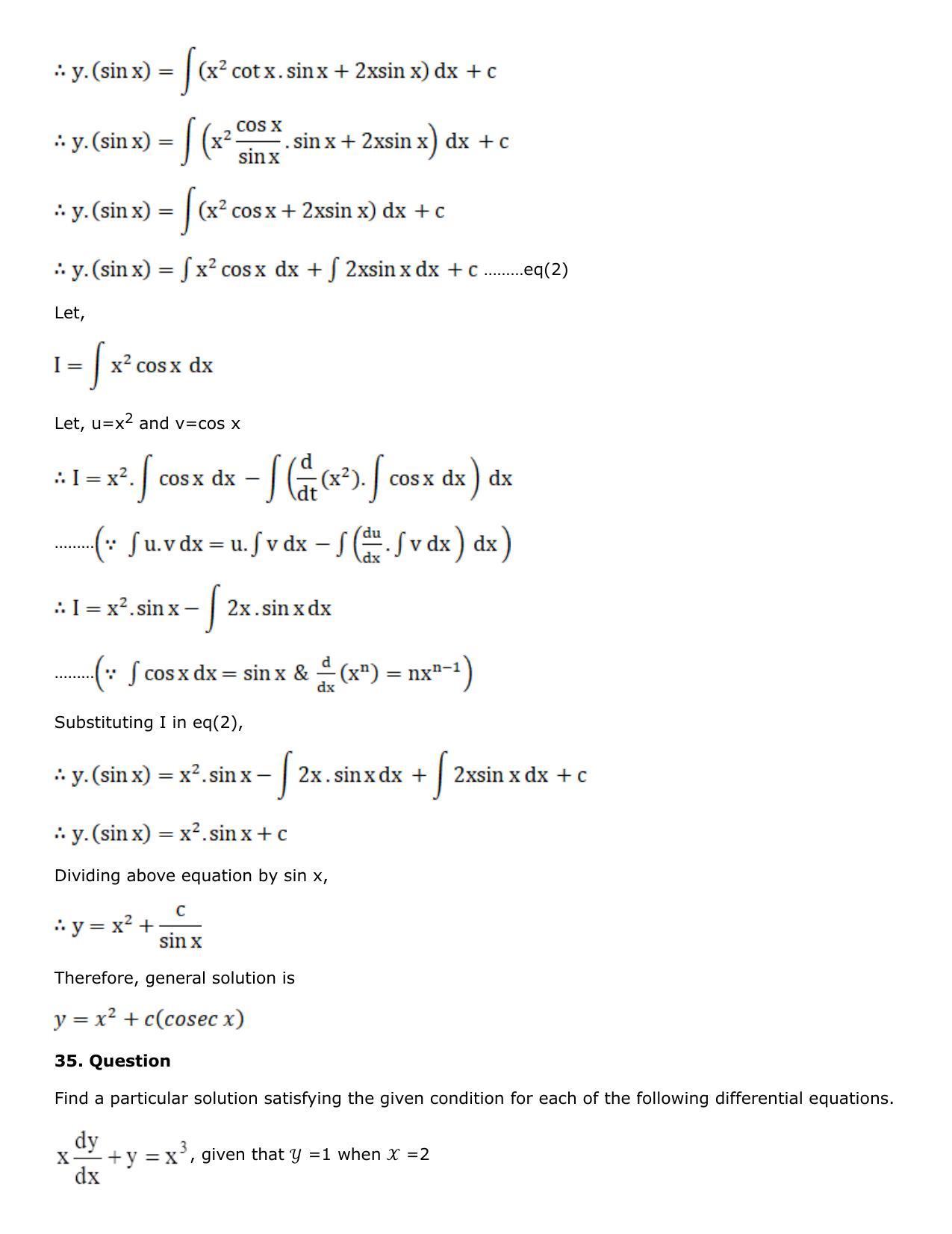 Chapter 21: Linear Differential Equations Solutions: RS Aggarwal Class 12 Solutions - Page 69