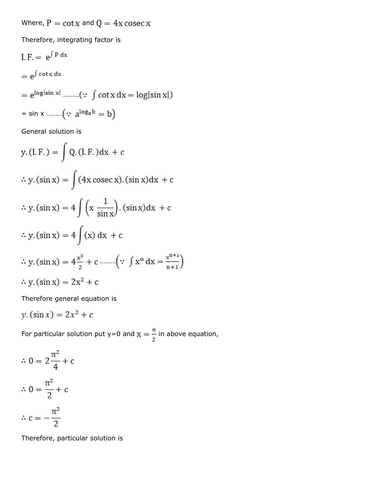 Chapter 21: Linear Differential Equations Solutions: RS Aggarwal Class 12 Solutions - Page 73