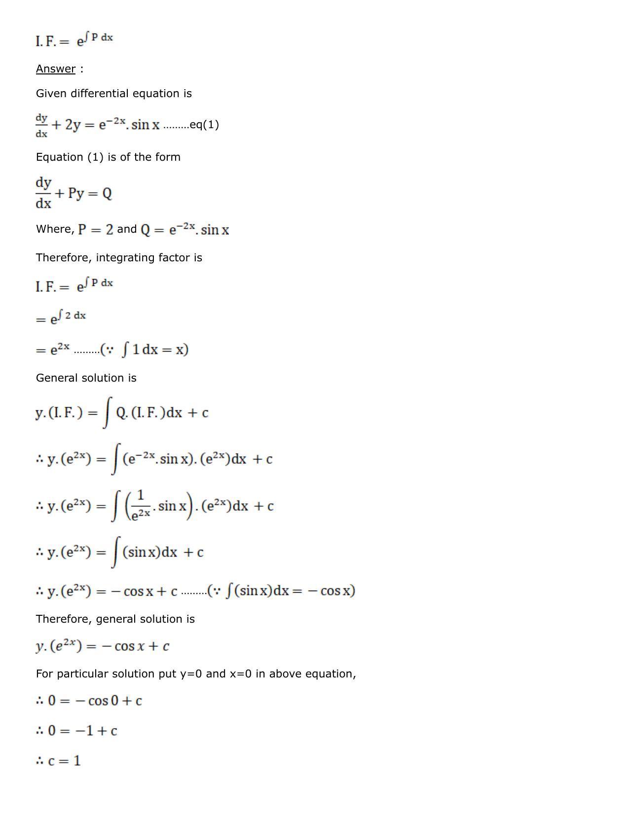 Chapter 21: Linear Differential Equations Solutions: RS Aggarwal Class 12 Solutions - Page 77