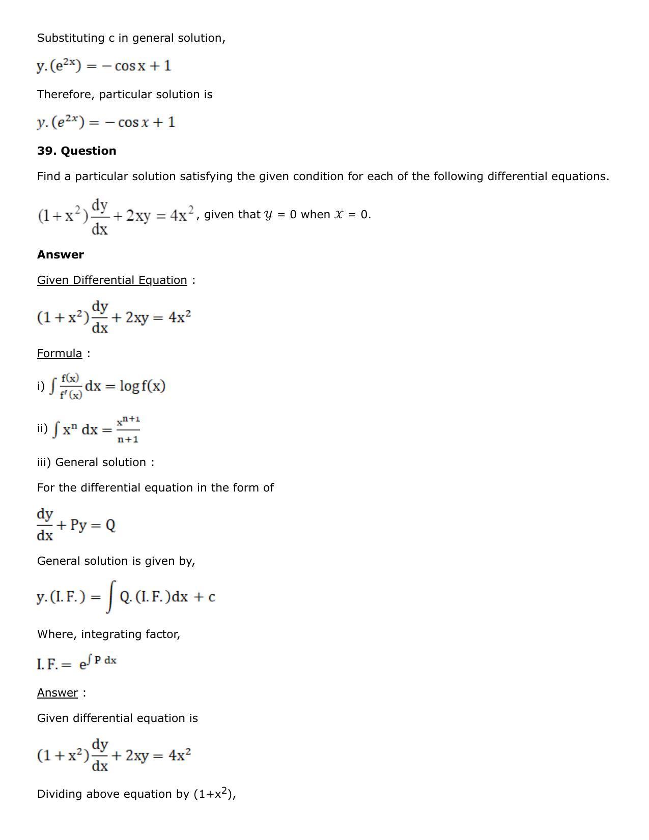 Chapter 21: Linear Differential Equations Solutions: RS Aggarwal Class 12 Solutions - Page 78