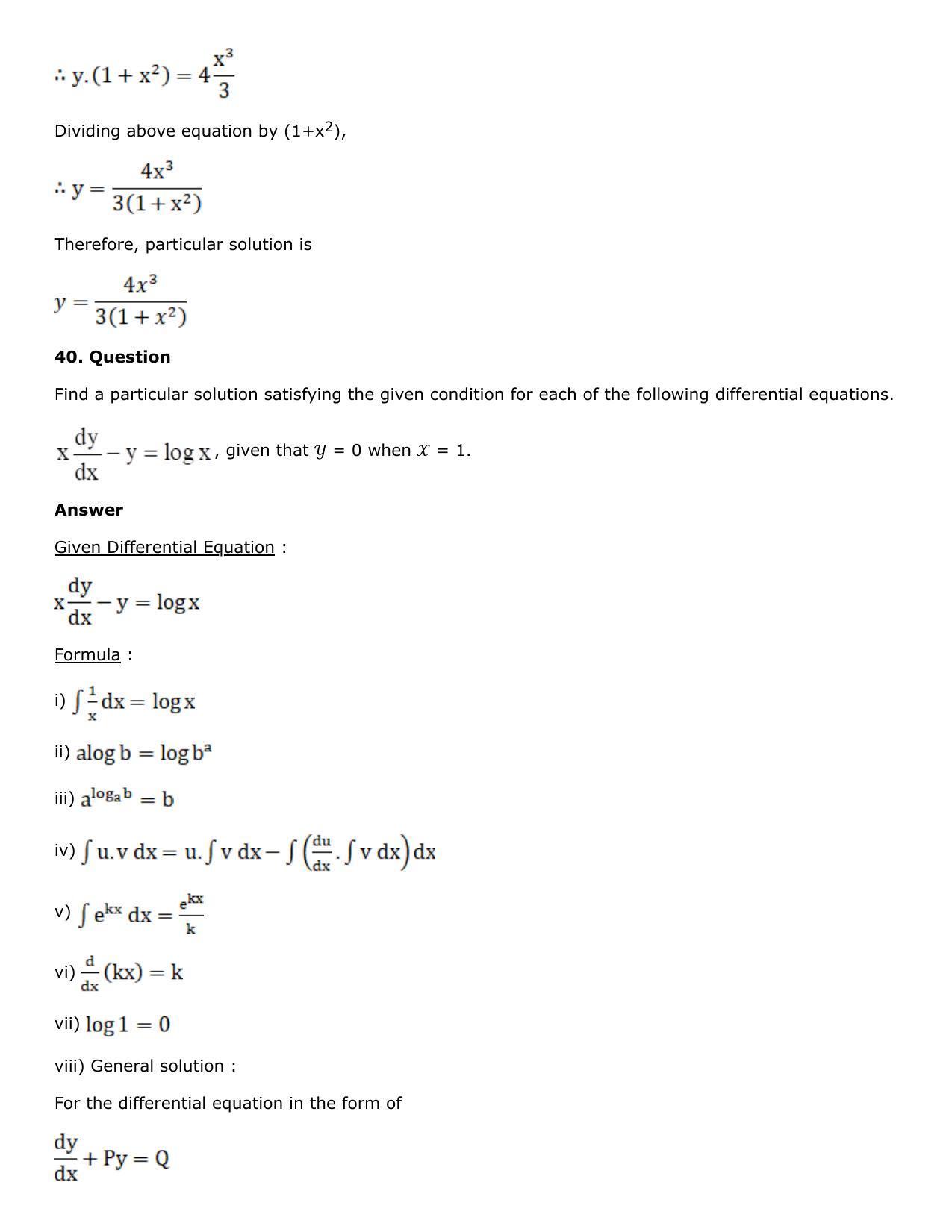 Chapter 21: Linear Differential Equations Solutions: RS Aggarwal Class 12 Solutions - Page 80