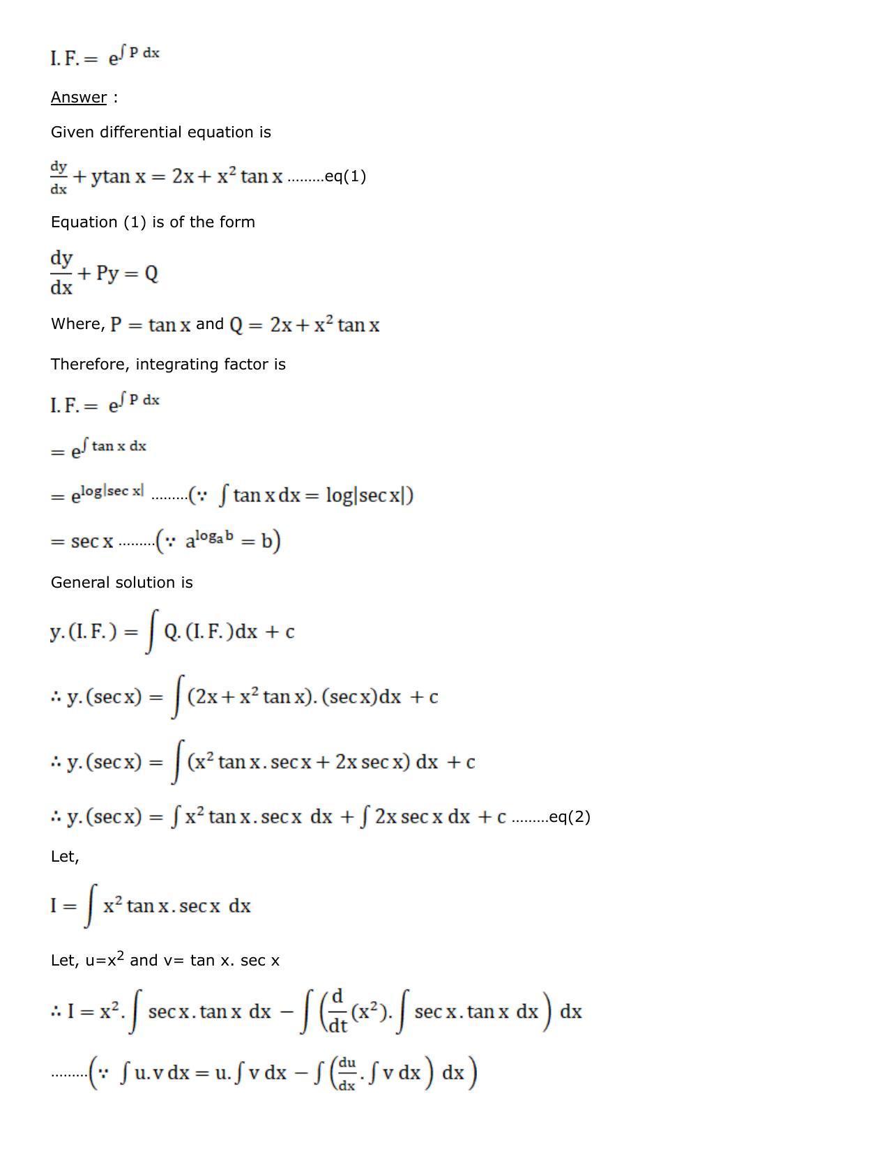 Chapter 21: Linear Differential Equations Solutions: RS Aggarwal Class 12 Solutions - Page 84