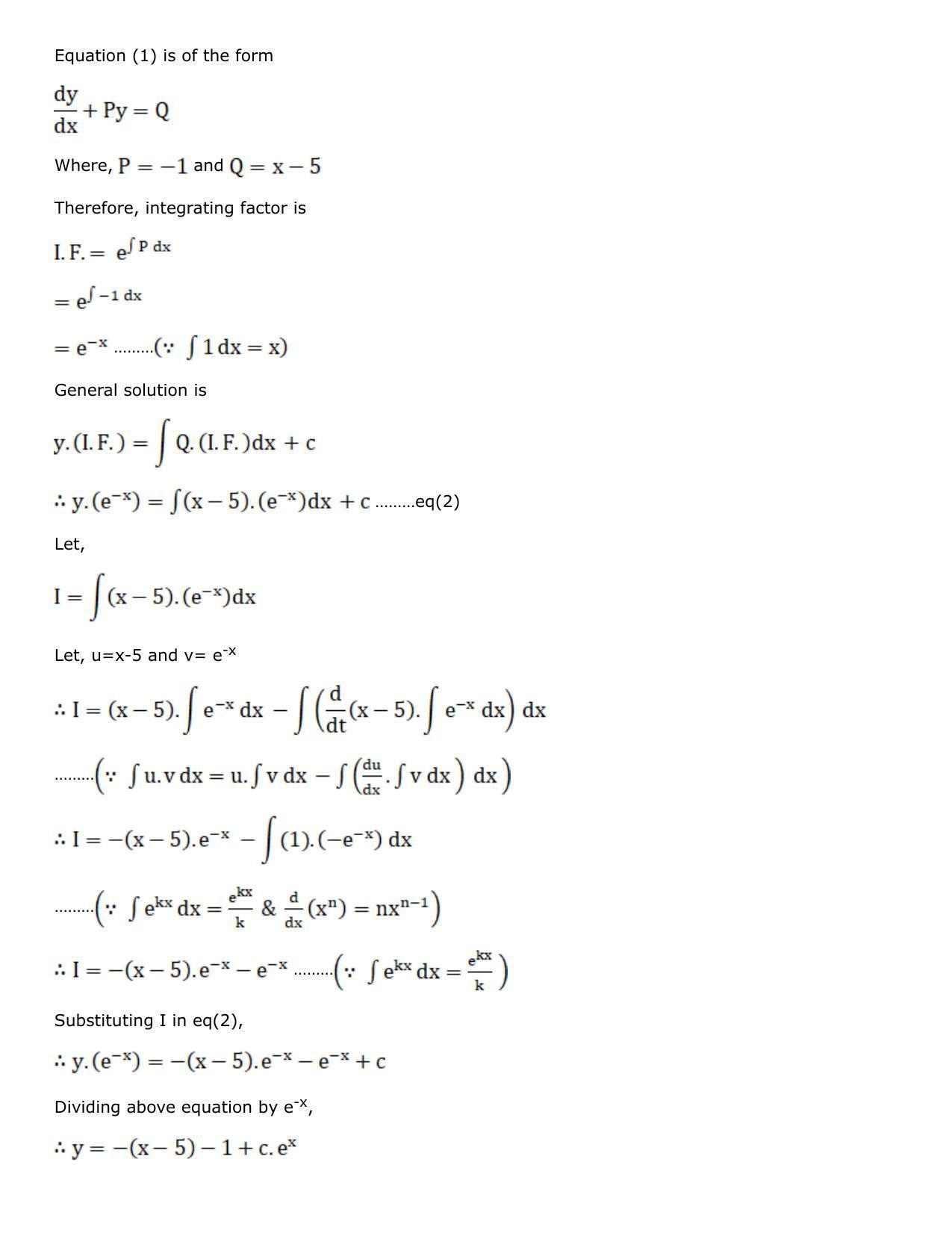 Chapter 21: Linear Differential Equations Solutions: RS Aggarwal Class 12 Solutions - Page 89