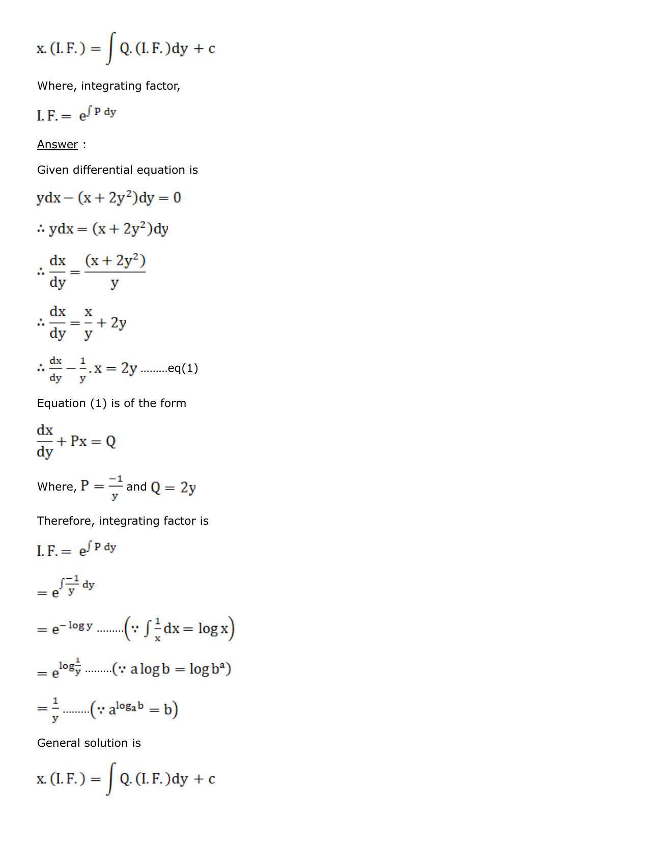 Chapter 21: Linear Differential Equations Solutions: RS Aggarwal Class 12 Solutions - Page 91