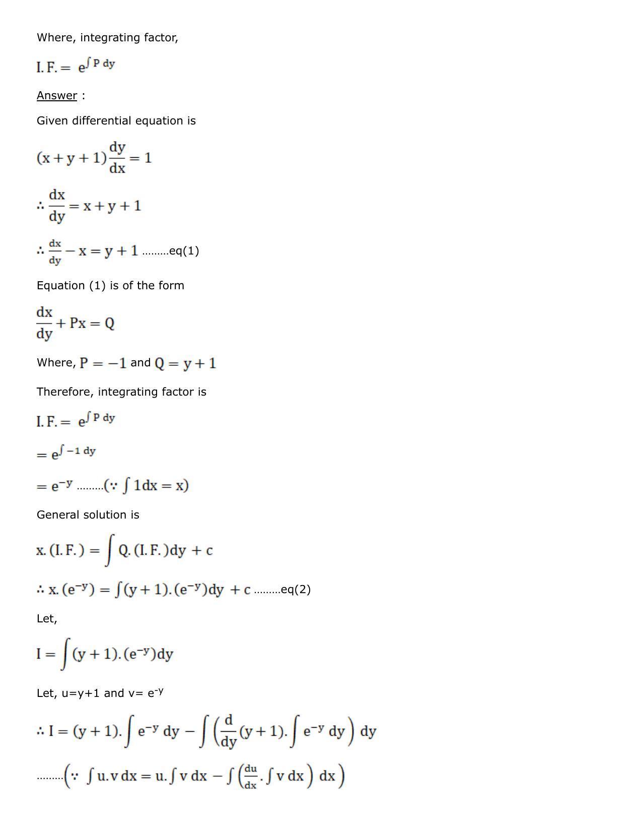 Chapter 21: Linear Differential Equations Solutions: RS Aggarwal Class 12 Solutions - Page 101
