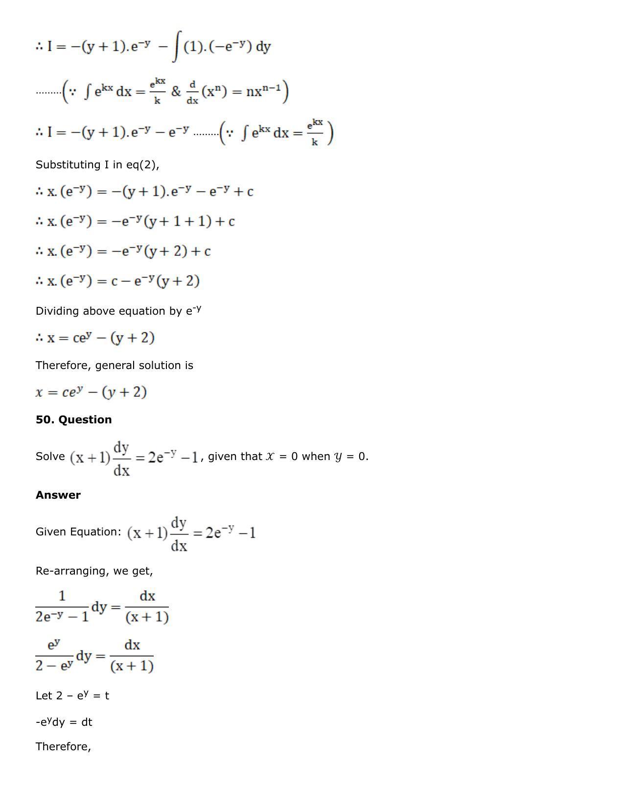 Chapter 21: Linear Differential Equations Solutions: RS Aggarwal Class 12 Solutions - Page 102