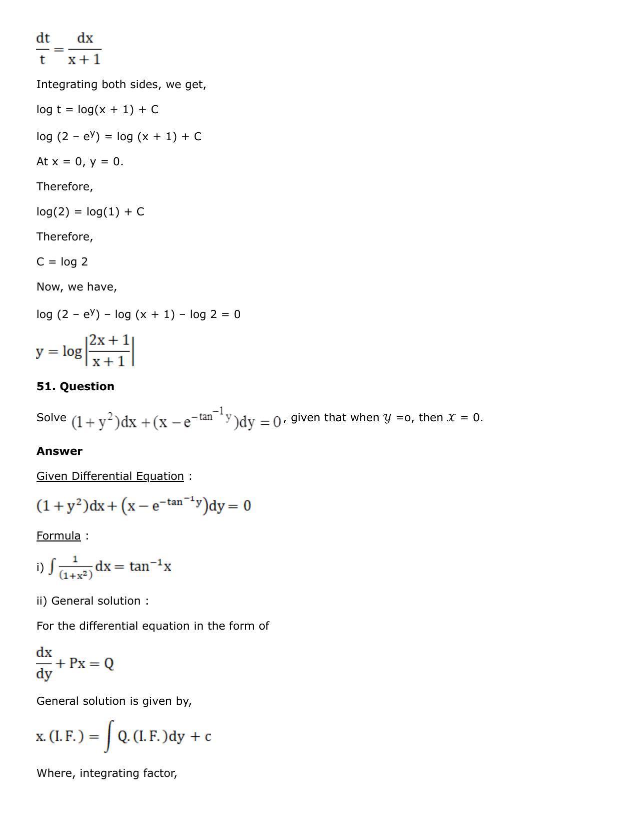 Chapter 21: Linear Differential Equations Solutions: RS Aggarwal Class 12 Solutions - Page 103