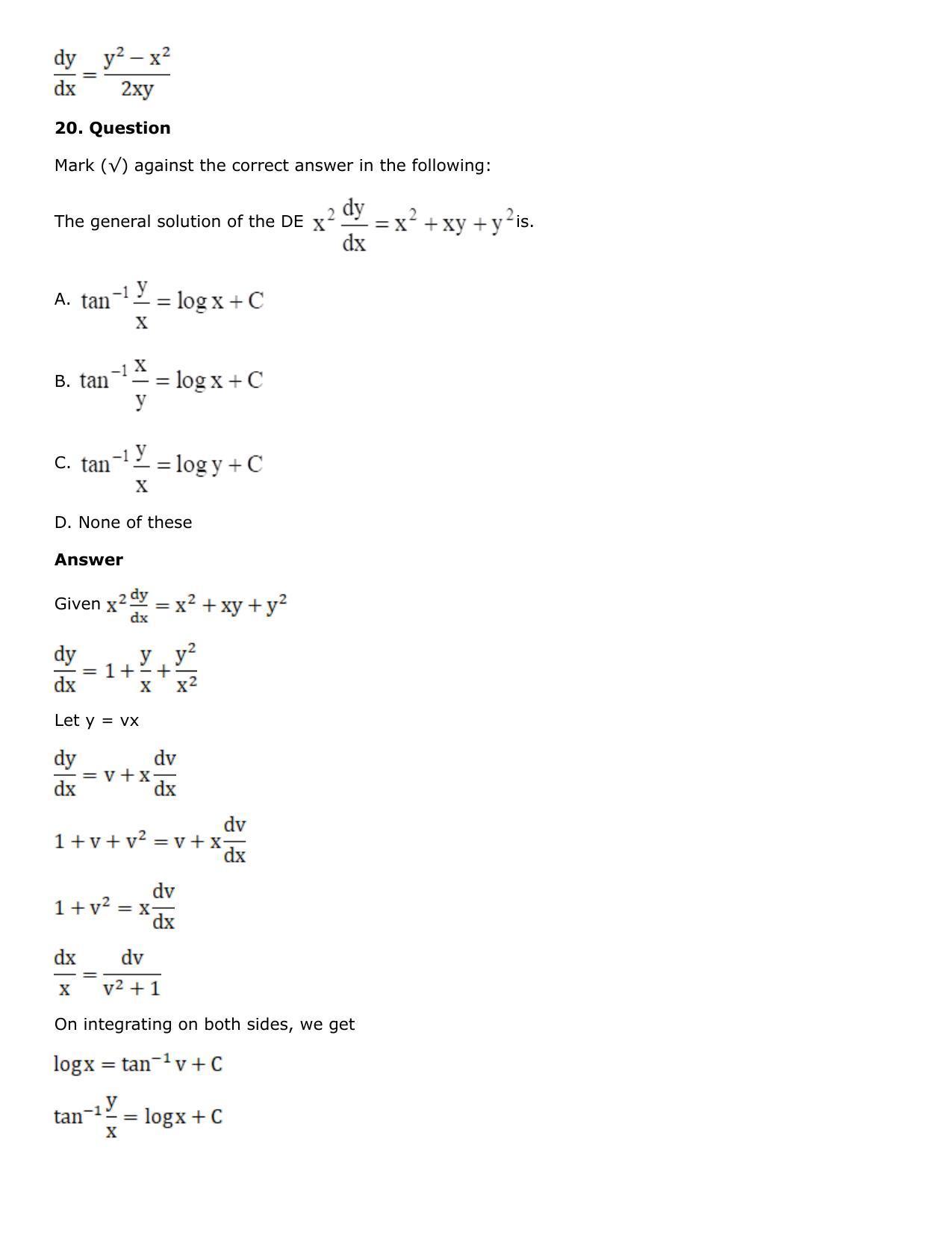 Chapter 21: Linear Differential Equations Solutions: RS Aggarwal Class 12 Solutions - Page 120