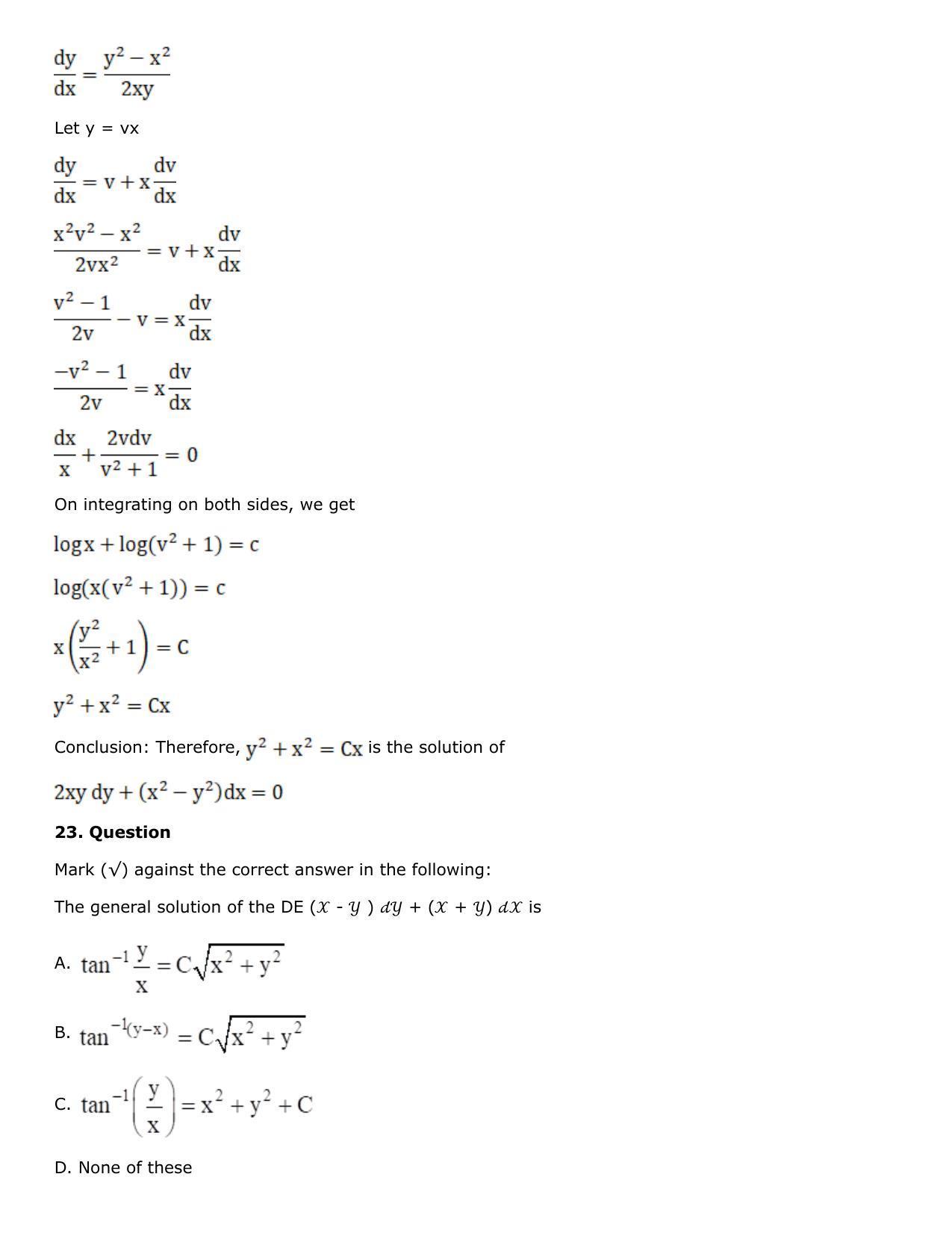 Chapter 21: Linear Differential Equations Solutions: RS Aggarwal Class 12 Solutions - Page 122